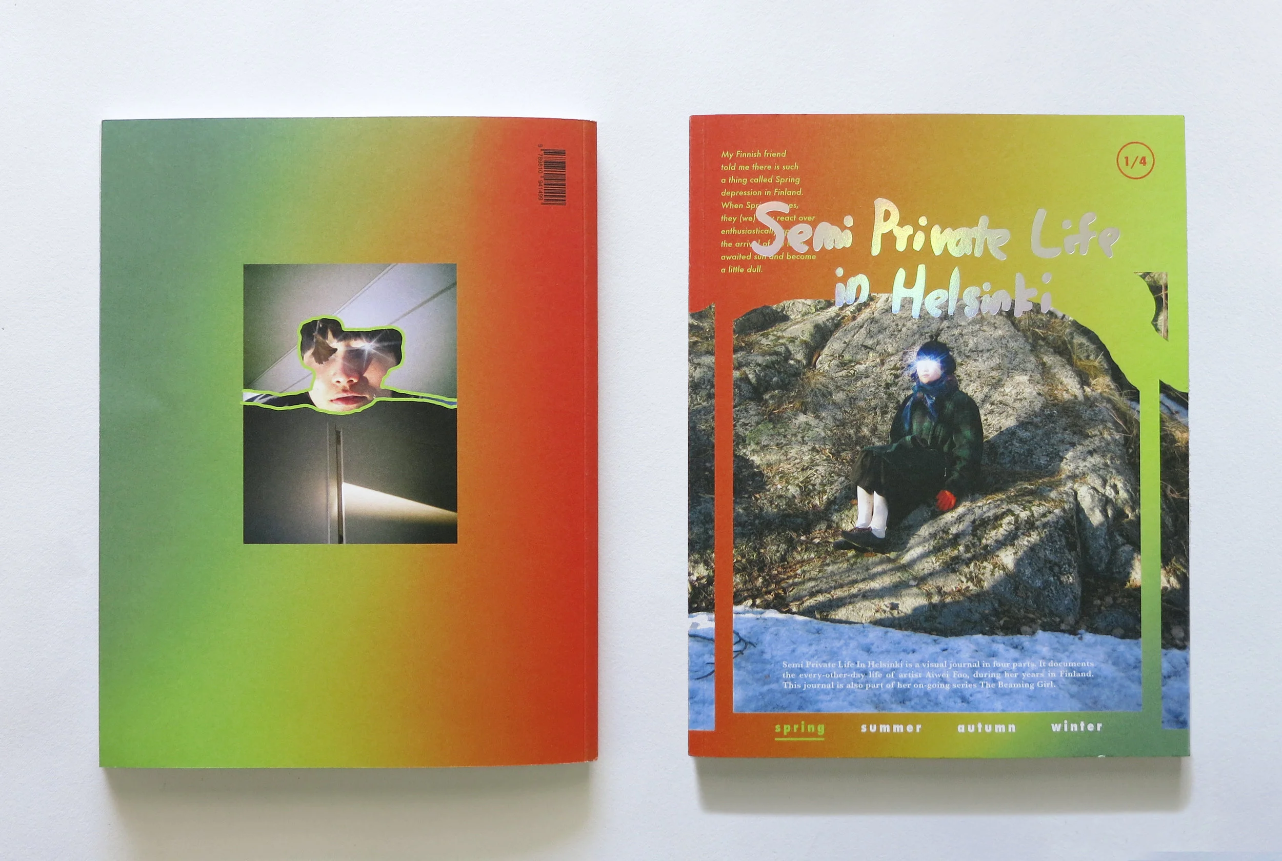 Semi Private Life in Helsinki is a visual journal in four parts. It documents the every-other-day life of the artist during her years in Finland. SEMI PRIVATE LIFE IN HELSINKI (Spring issue) 95 Pages Perfect-bound Paperback 190 x 245 mm Full Colour Offset