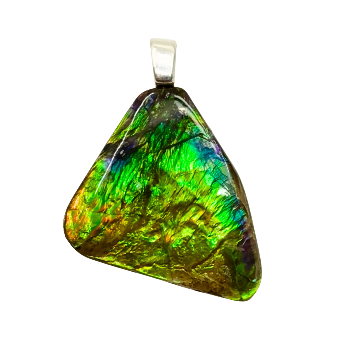 AA Grade Freeform Sterling Silver Ammolite Pendant