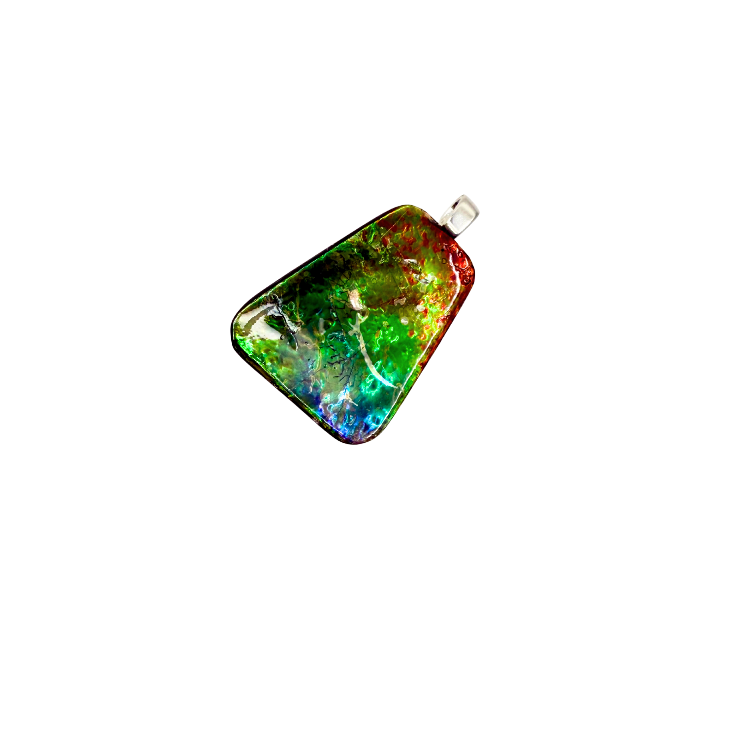 AA Grade Freeform Sterling Silver Ammolite Pendant