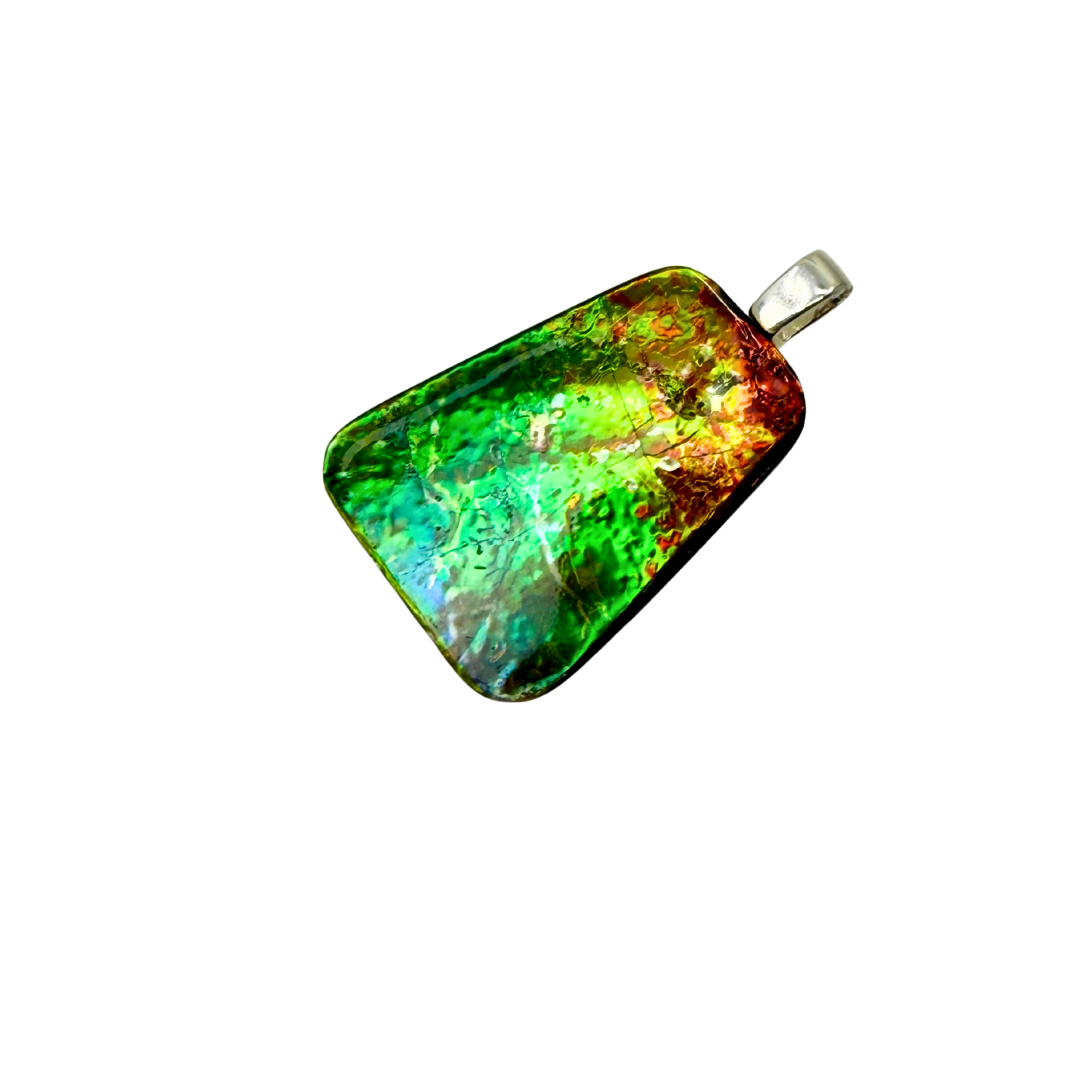 AA Grade Freeform Sterling Silver Ammolite Pendant