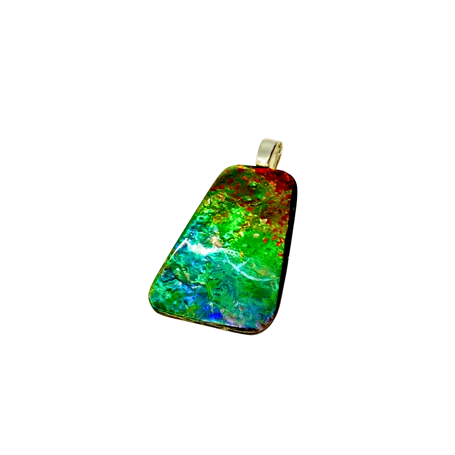 AA Grade Freeform Sterling Silver Ammolite Pendant