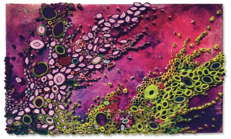 Wake Me Up 12 x 24" x 2" paper and acrylic on masonite board
