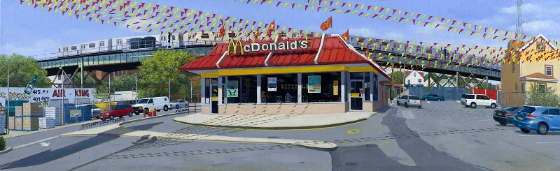 Tremont Ave, Bronx, 2014, oil/linen, 20" x 64"