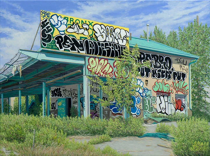 Bronx Golf Center Revisited, 2016, oil/linen, 18" x 24"
