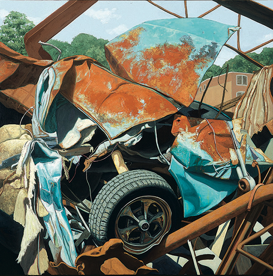 Car, oil/linen, 40" x 40" by Valeri Larko