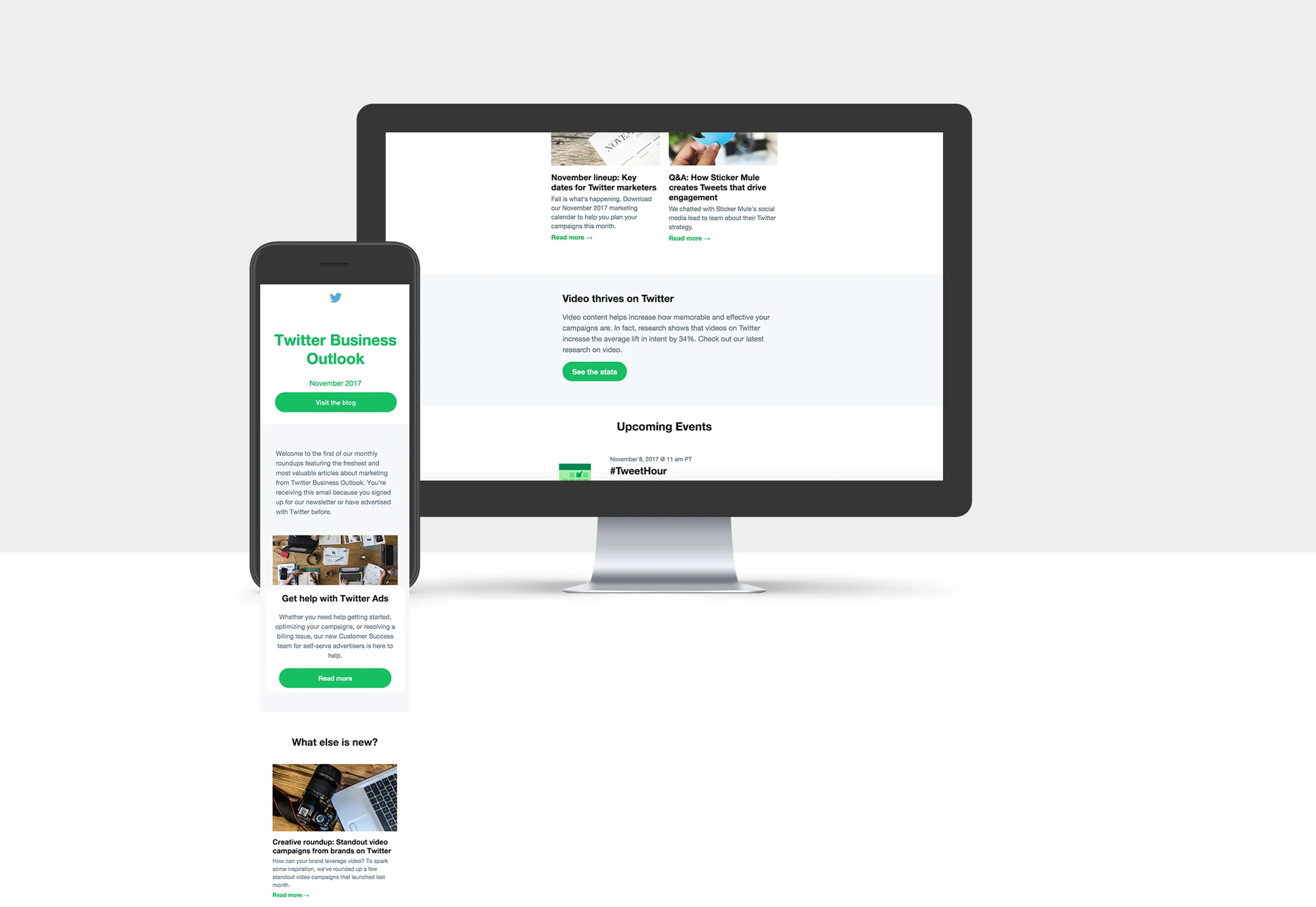 Monthly newsletter design for the Twitter for Business blog
