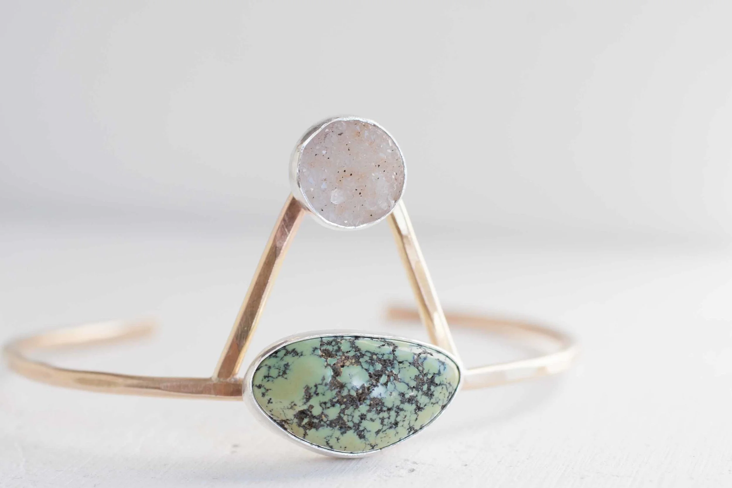 Turquoise and Druzy Triangle Bracelet_-3.jpg