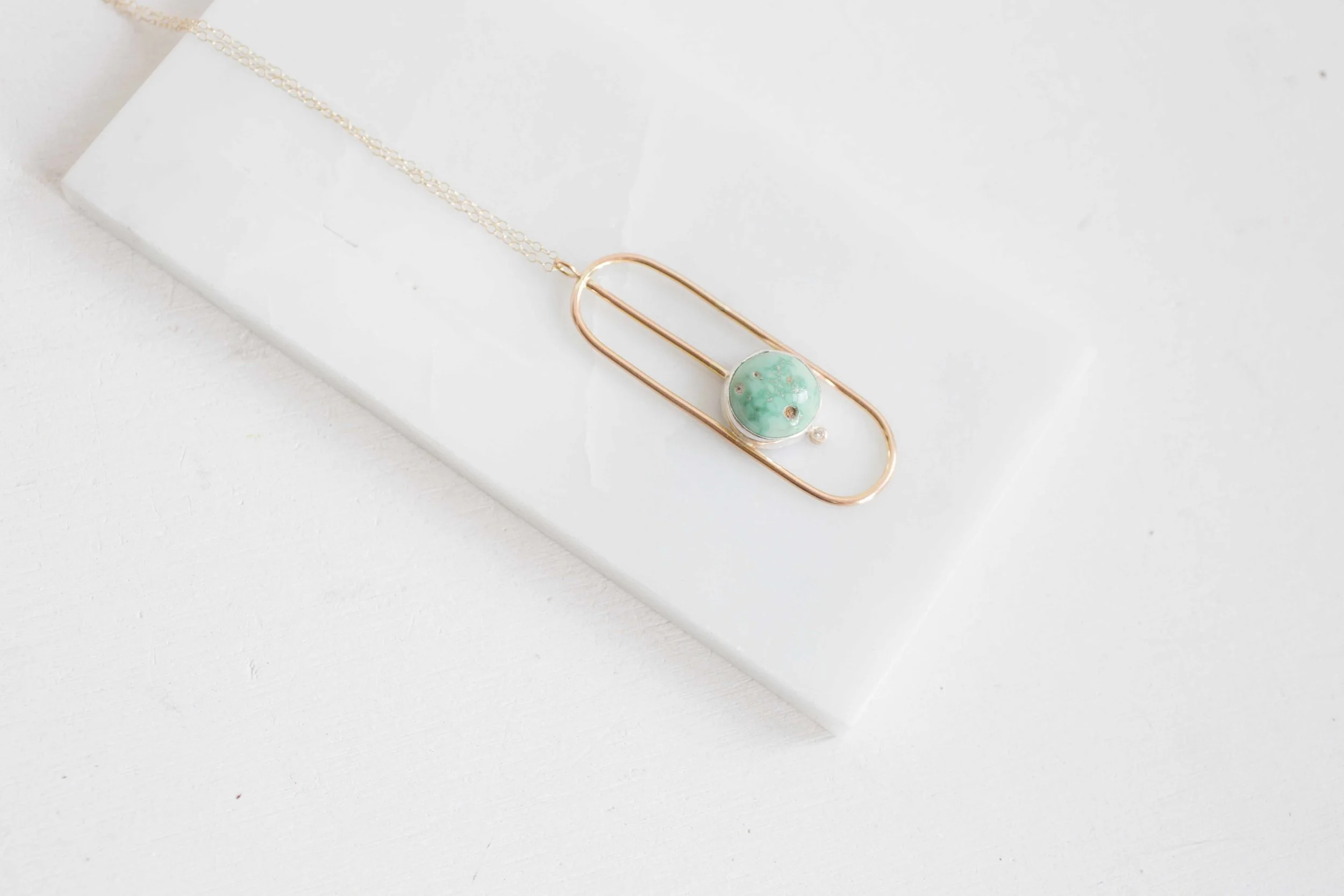 Ajax Mine Turquoise + Moissanite Accent Geometric Necklace-1.jpg