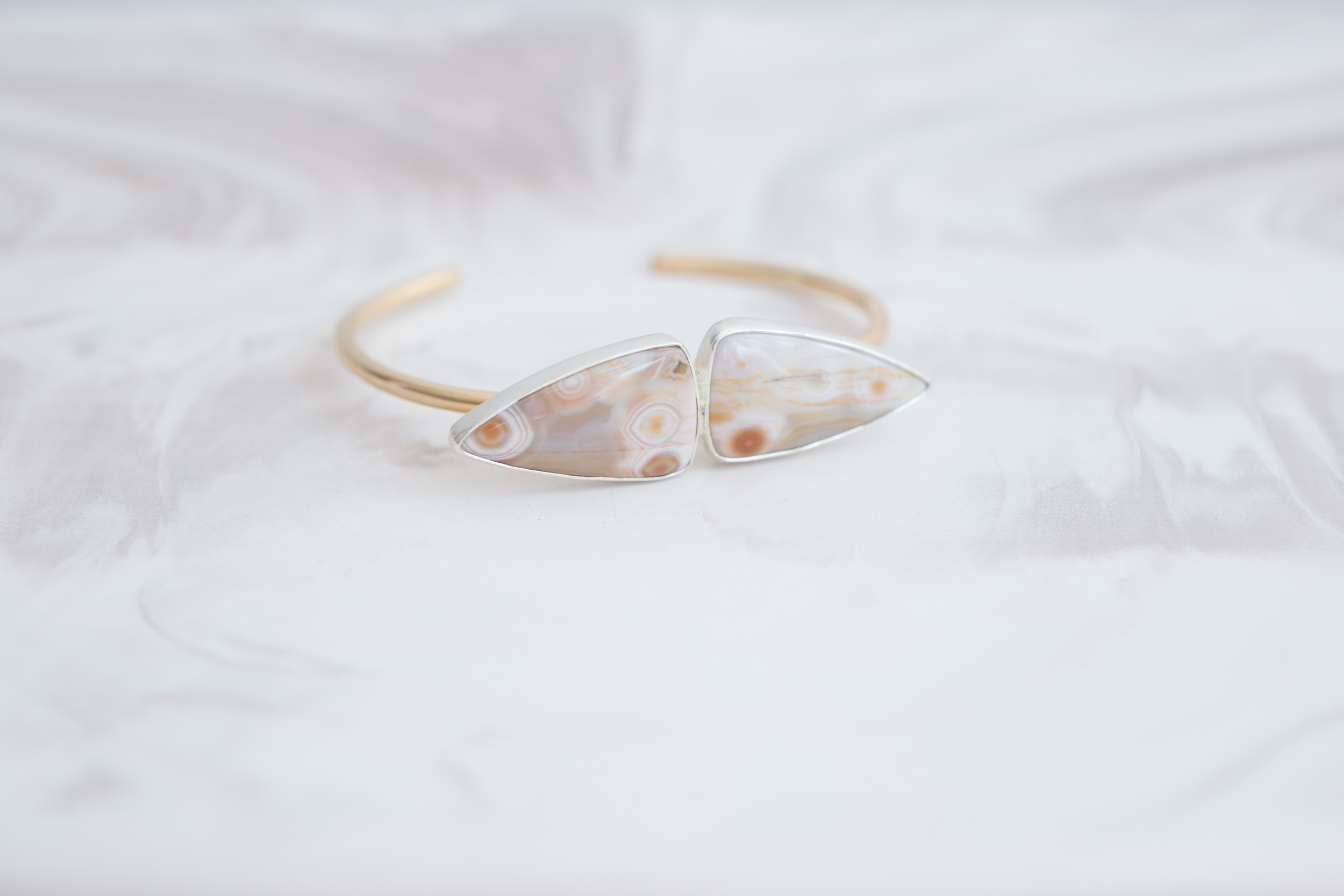 eurasia Handmade Natural Oval Shape Ocean Jasper Gemstone Silver Plated Cuff Bracelet 