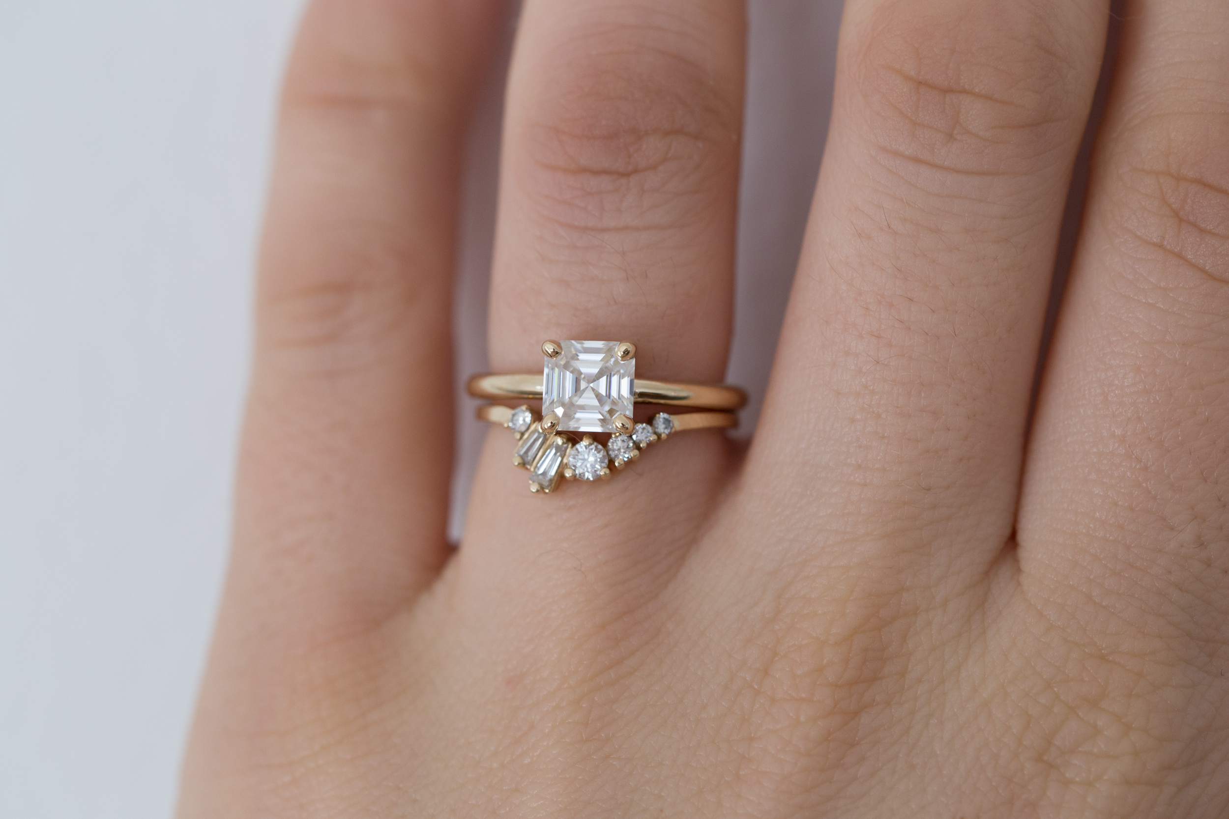 Asscher Cut Moissanite Solitaire Engagement Ring | 14k Recycled Gold —  Mineralogy