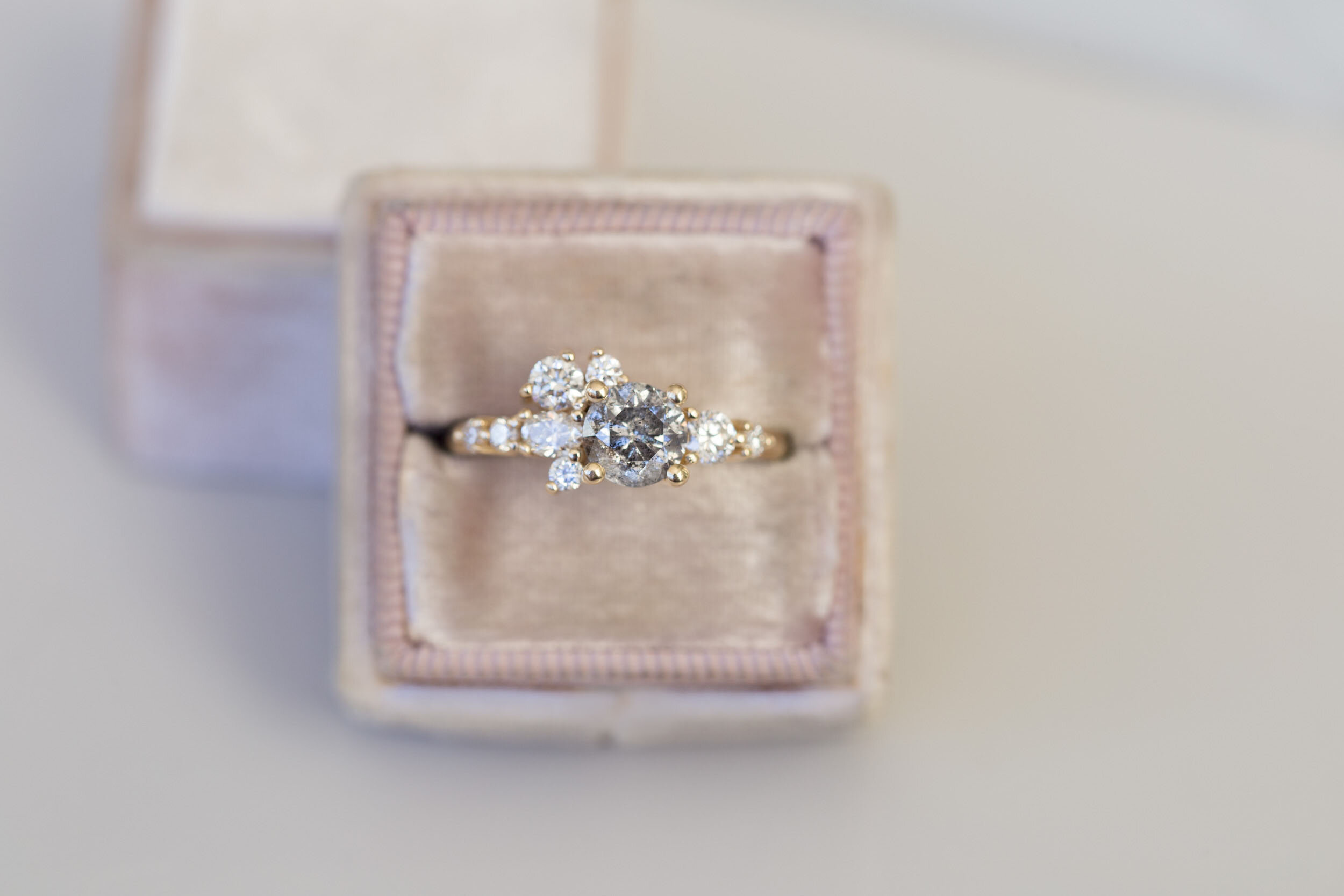 Ilia Ring | Salt and Pepper Diamond + Diamond Cluster Engagement Ring ...