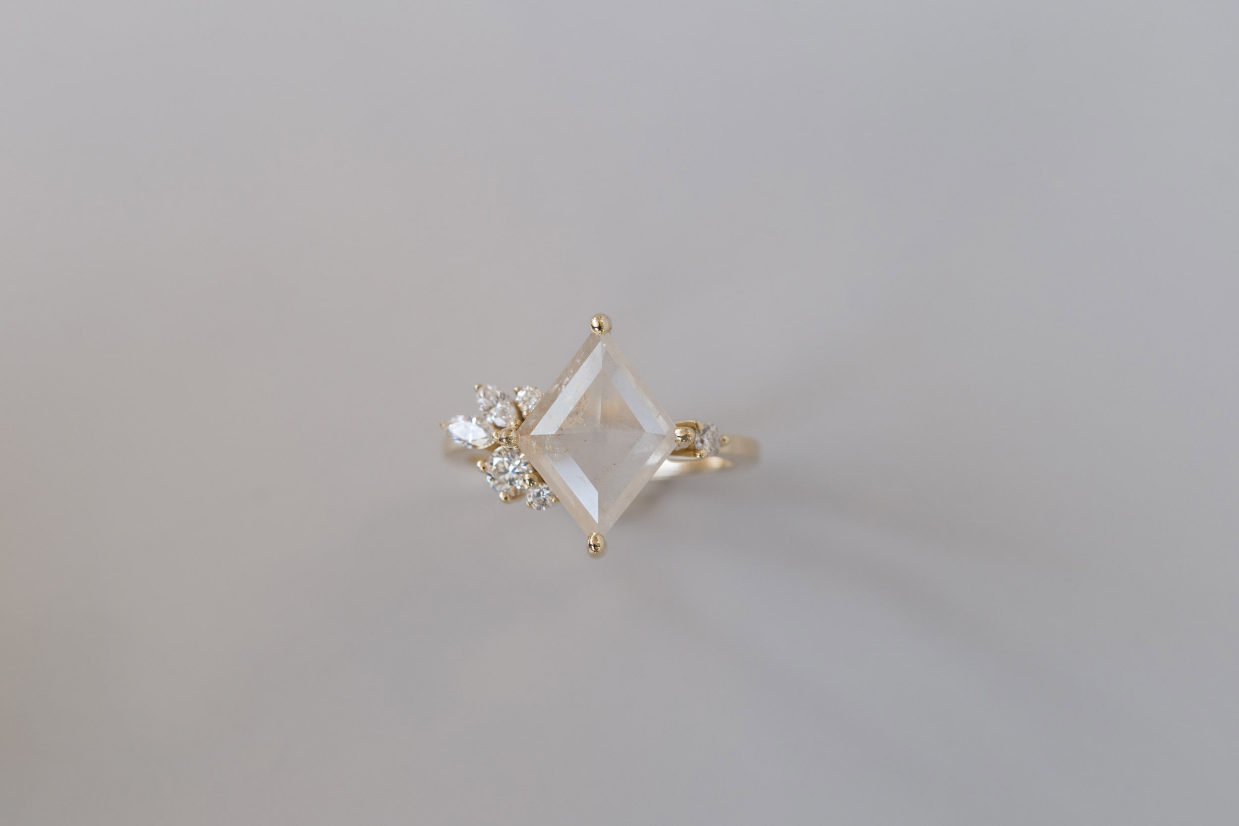 wijsheid Vul in hypotheek Alden Ring | Opalescent Diamond Rhombus + Diamond Cluster Engagement Ring |  14k Recycled Gold | One of a Kind — Mineralogy