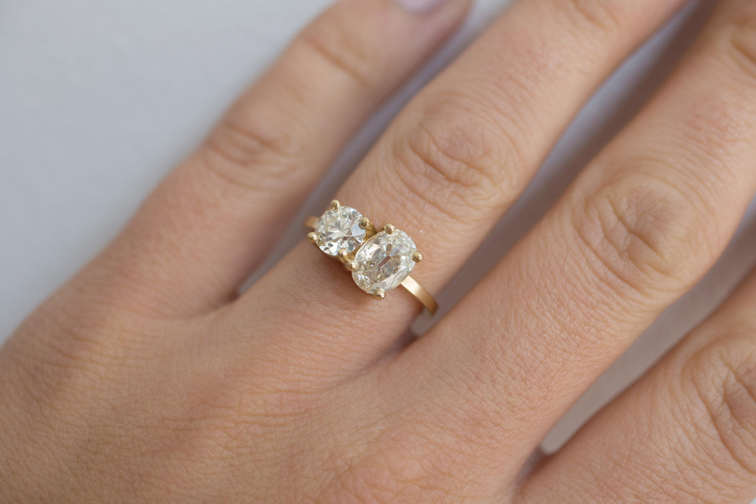 14K Yellow Gold Over Toi Et Moi Engagement Filigree Vintage Ring 2.3 CT Diamond