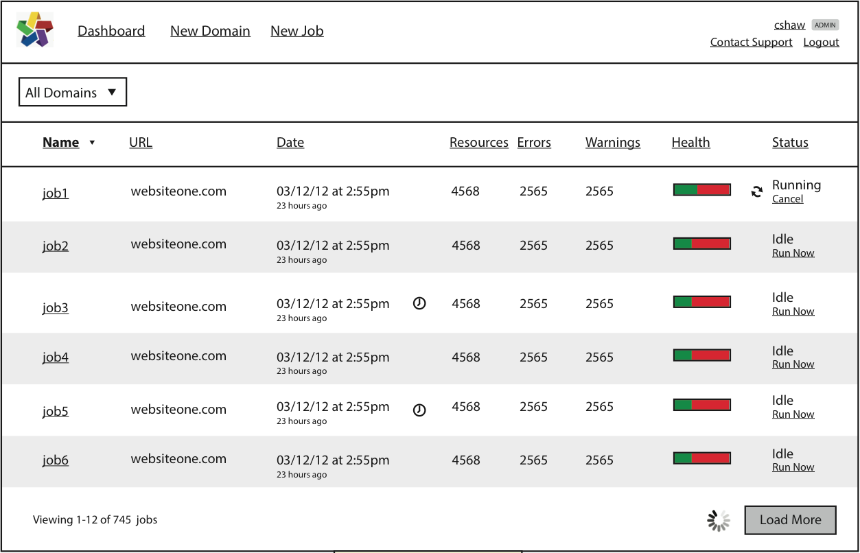 Wireframes 1 - Domains