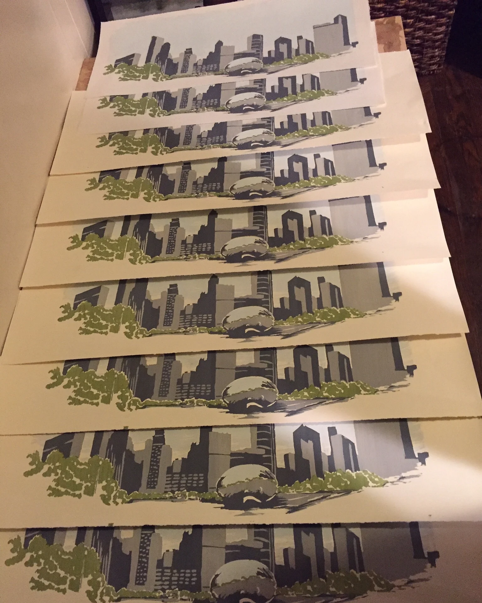 each edition has to dry for at least an hour before adding more color layers to the print.