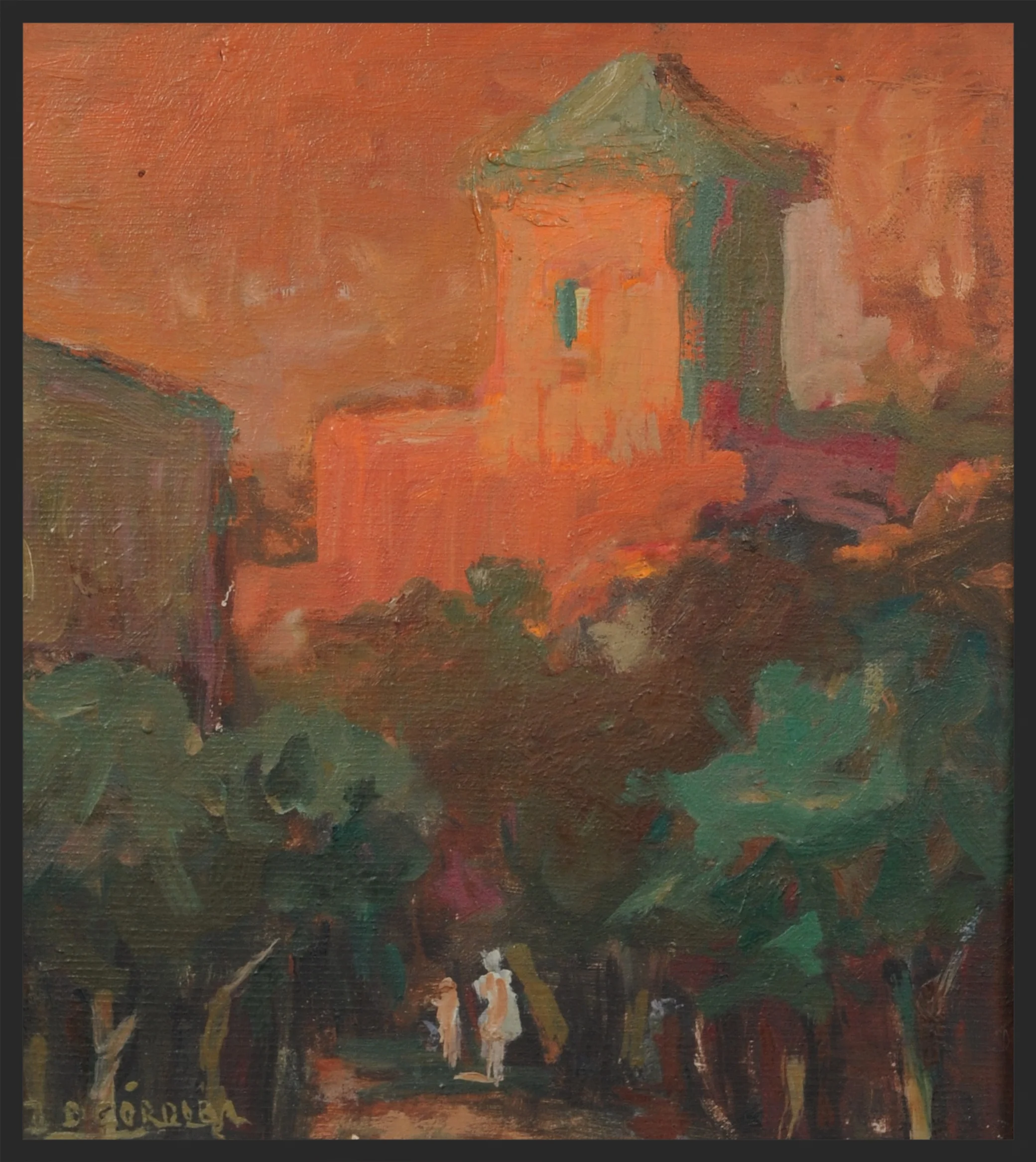 "Afternoon" - Oil on wooden panel ( 7 x 9 in - 18 x 23 cm ) This is one of my favourite paintings by my Grandpapa. It was given me by my grandmother. Every time I look at it, it transports me to the crimson sunsets of the dusty skies of the Argentine Sierras, where I spent my childhood holidays.