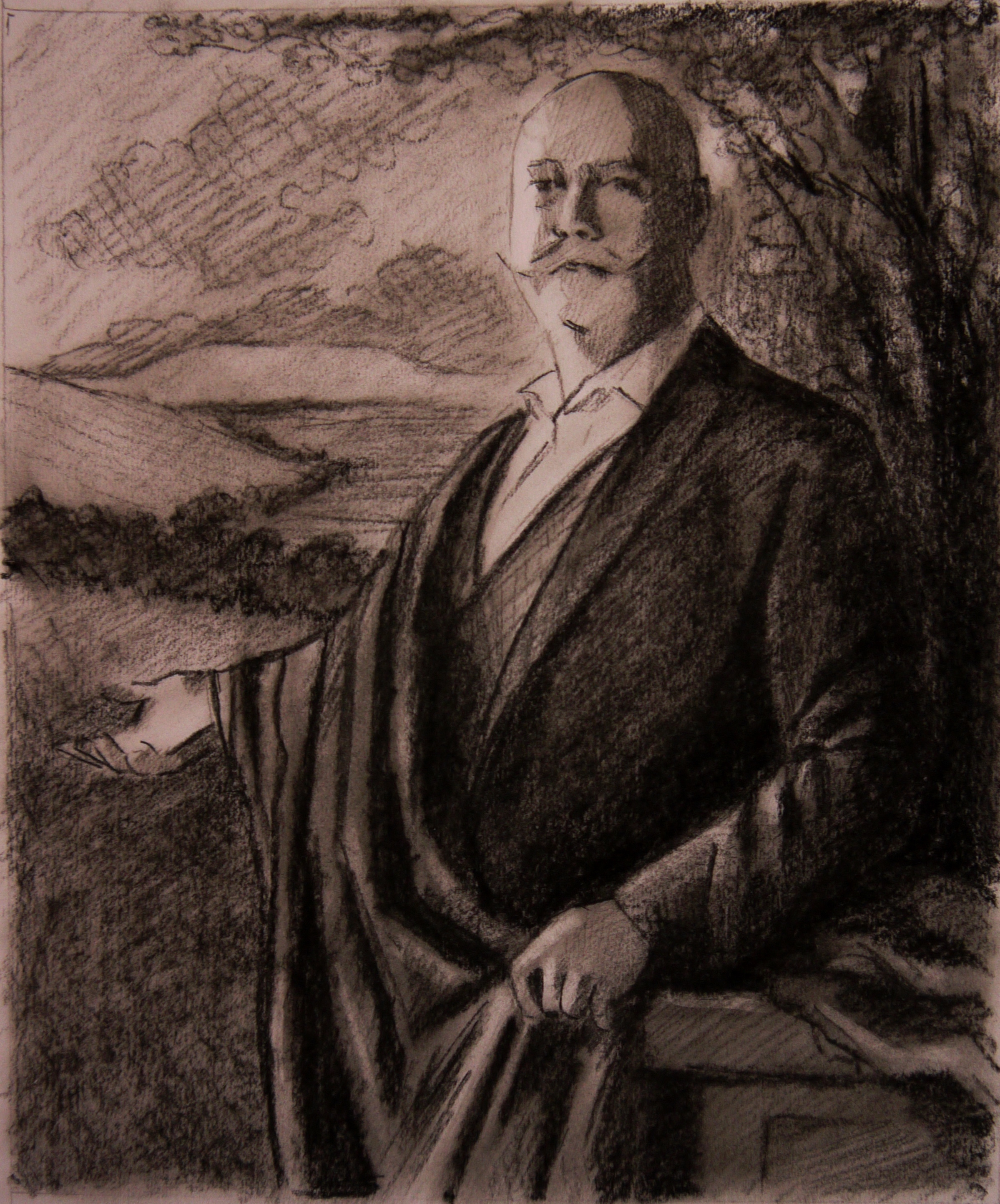 Sketch in charcoal accepted for the final composition.