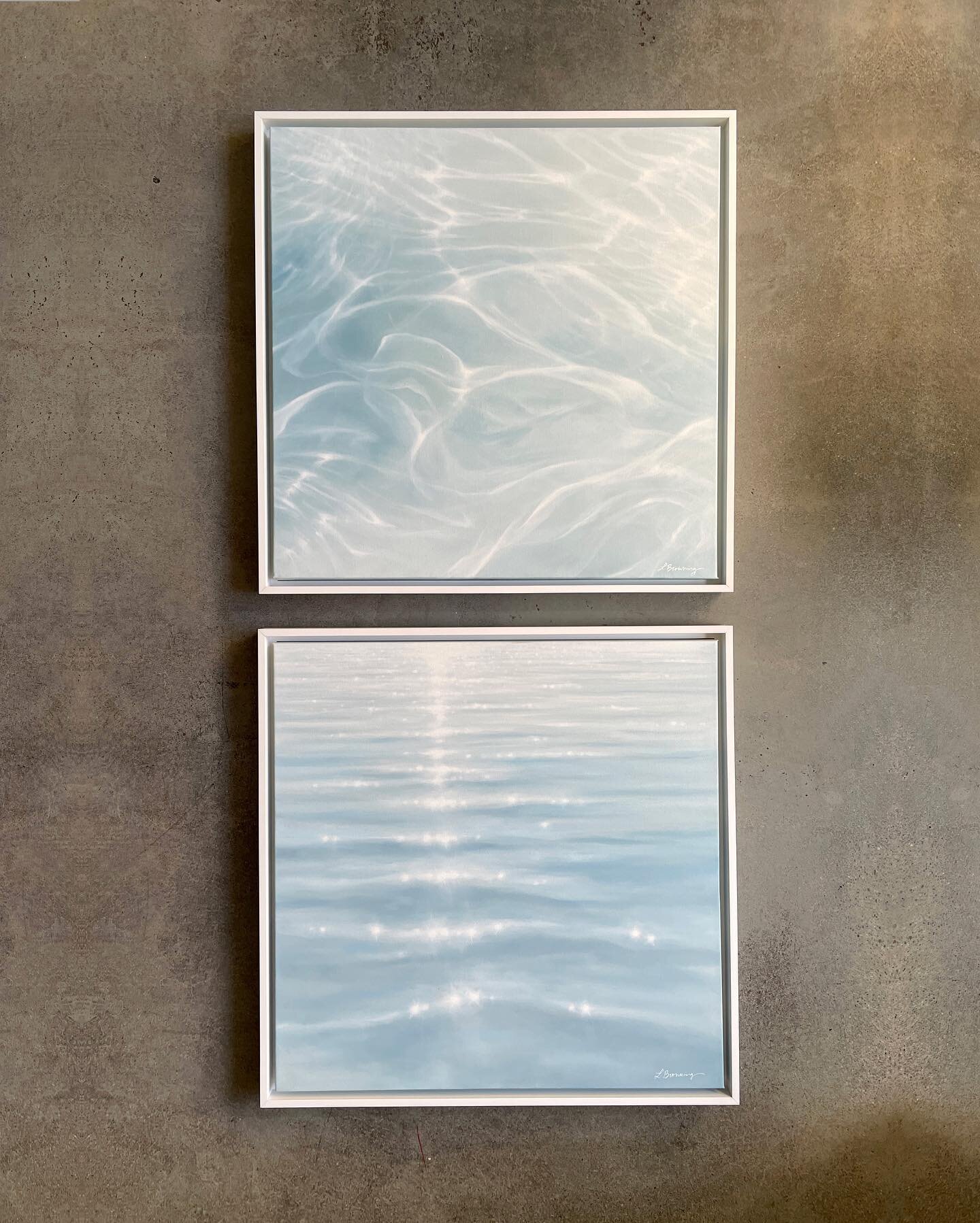 These two soft &amp; subtle originals were just delivered to Sacramento and are available through @efgallery . The frames&hellip; 😘 chef&rsquo;s kiss! Makes the work really sing. 🎶