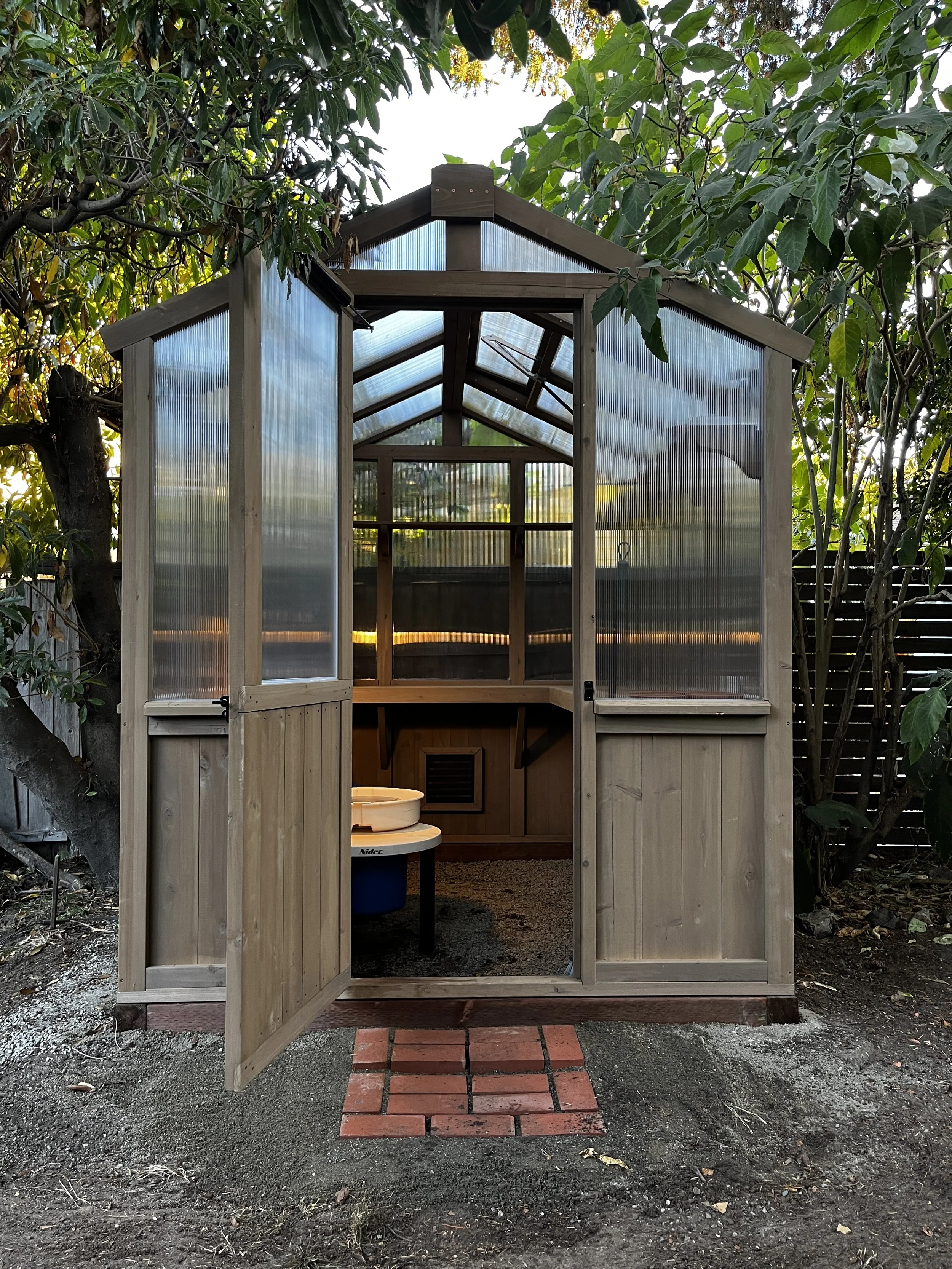 New "hand-built" backyard pottery studio. 