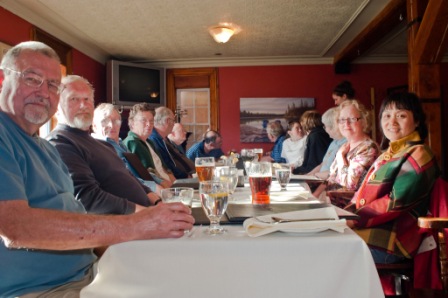 The whole gang at dinner.