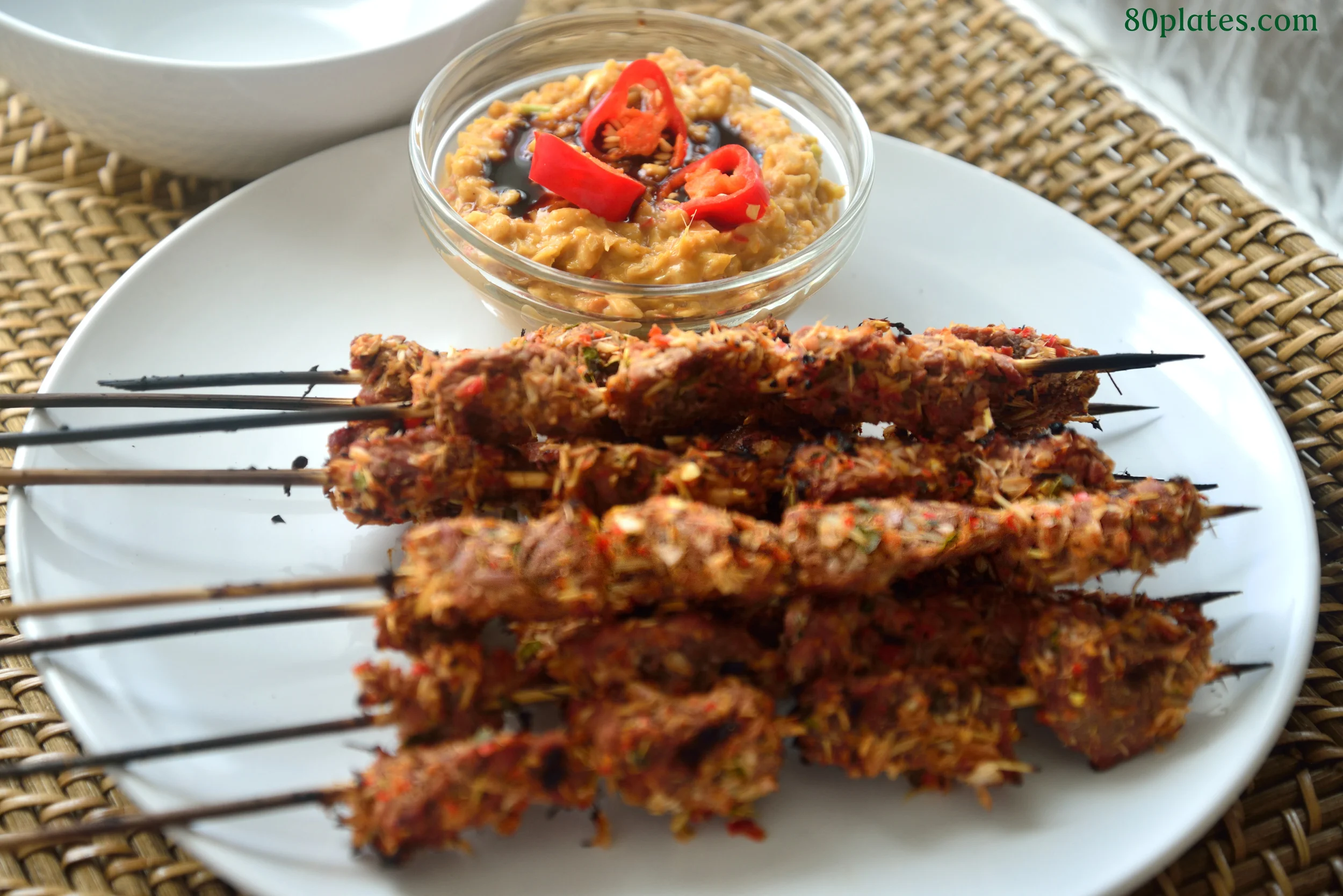 Serve the beef satay with the peanut sauce - yum!