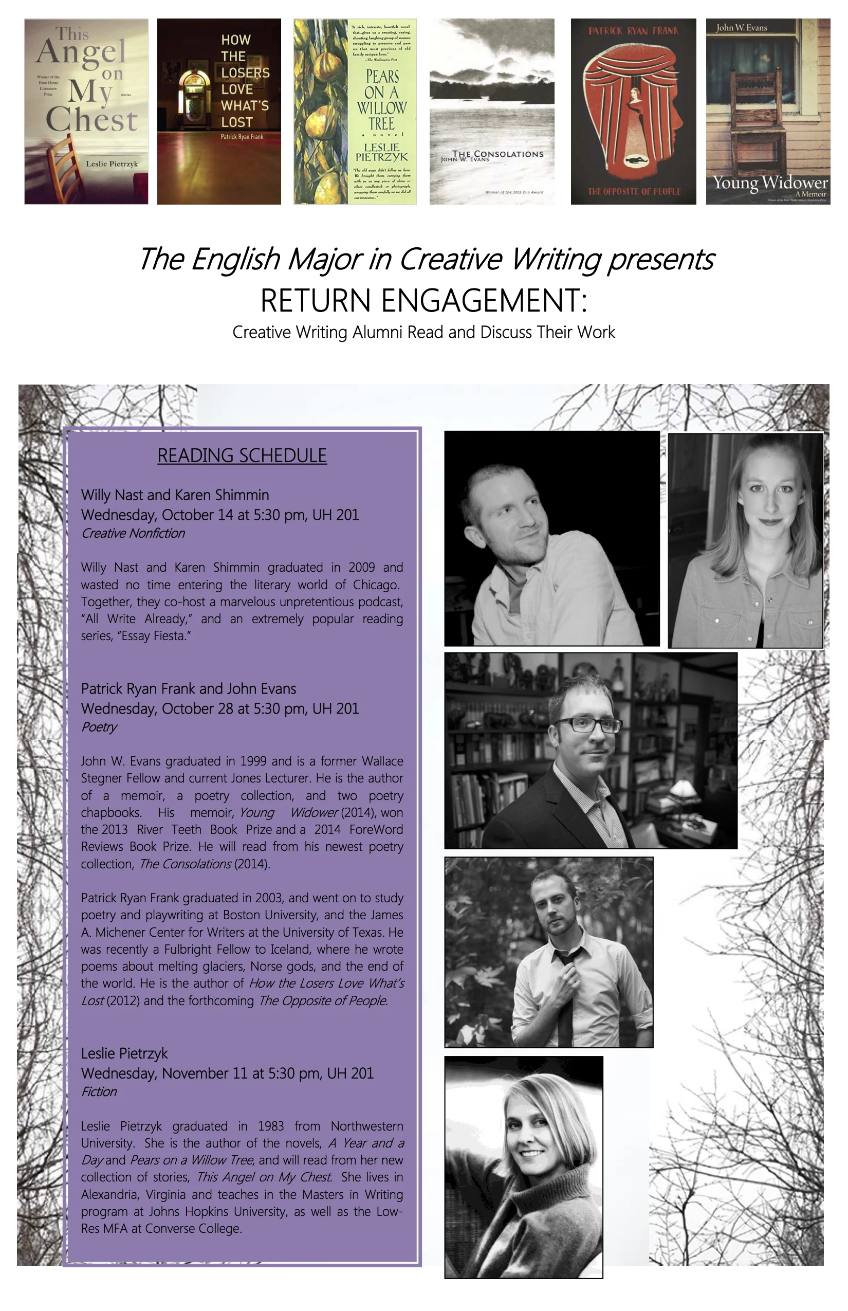 RETURN ENGAGEMENT: Northwestern University Creative Writing Alumni Read and Discuss Their Work