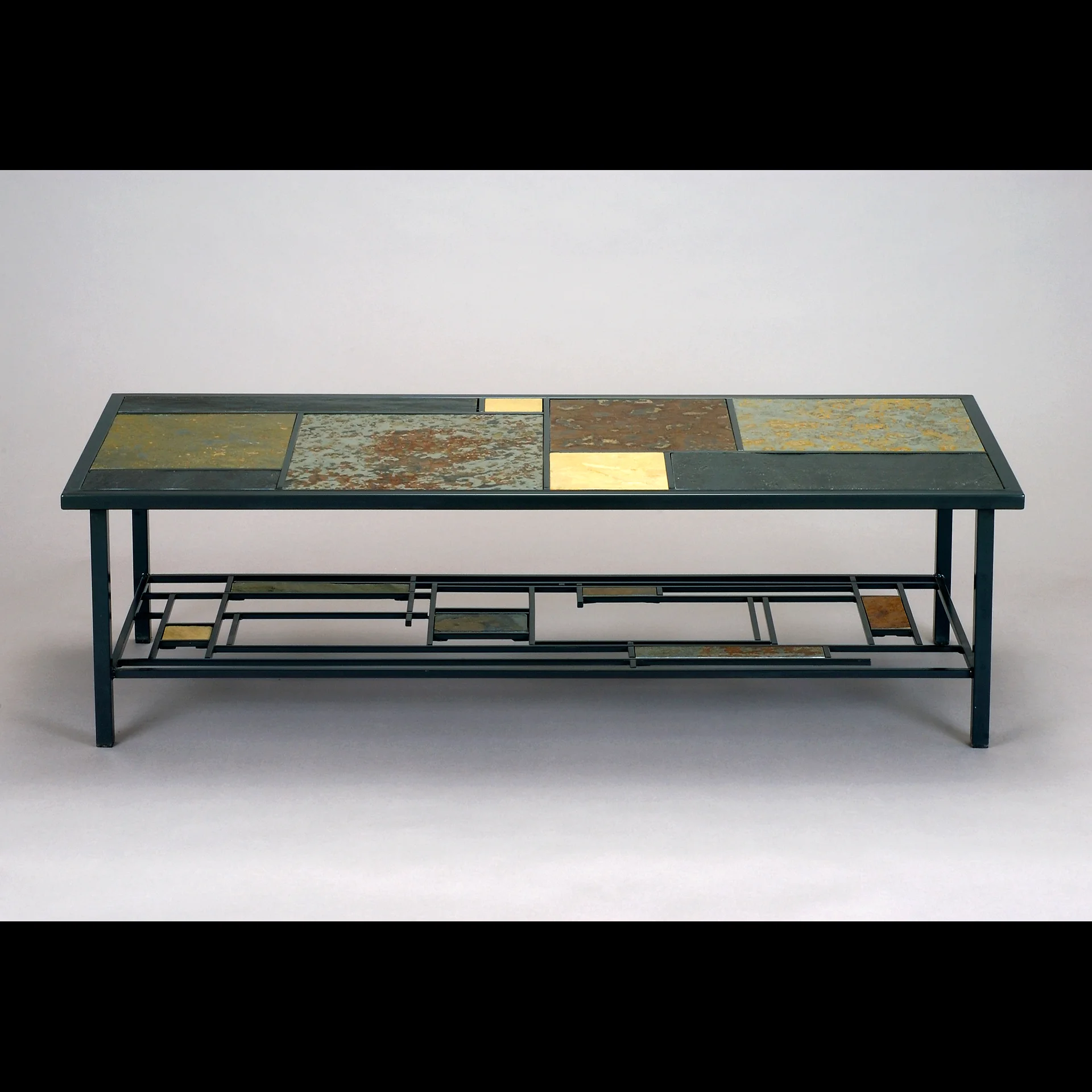 Custom Slate and Steel Coffee Table