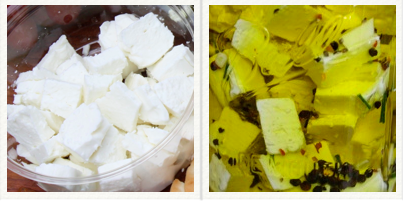 Feta- Feta is a lovely cheese- soft, salty and tasty. Ours gets lots of compliments for being nothing like you might buy in the grocery store and everything like you might taste in Greece. Our neighbor told us he used to be sent off for the day as a child in Greece with a big hunk of bread, a slab of feta and a fresh tomato. I think of that romantic image every time I slice our feta. You can marinate yours to keep it awhile on your counter in a glass jar, or keep it in the fridge as is and enjoy by the date on the container.