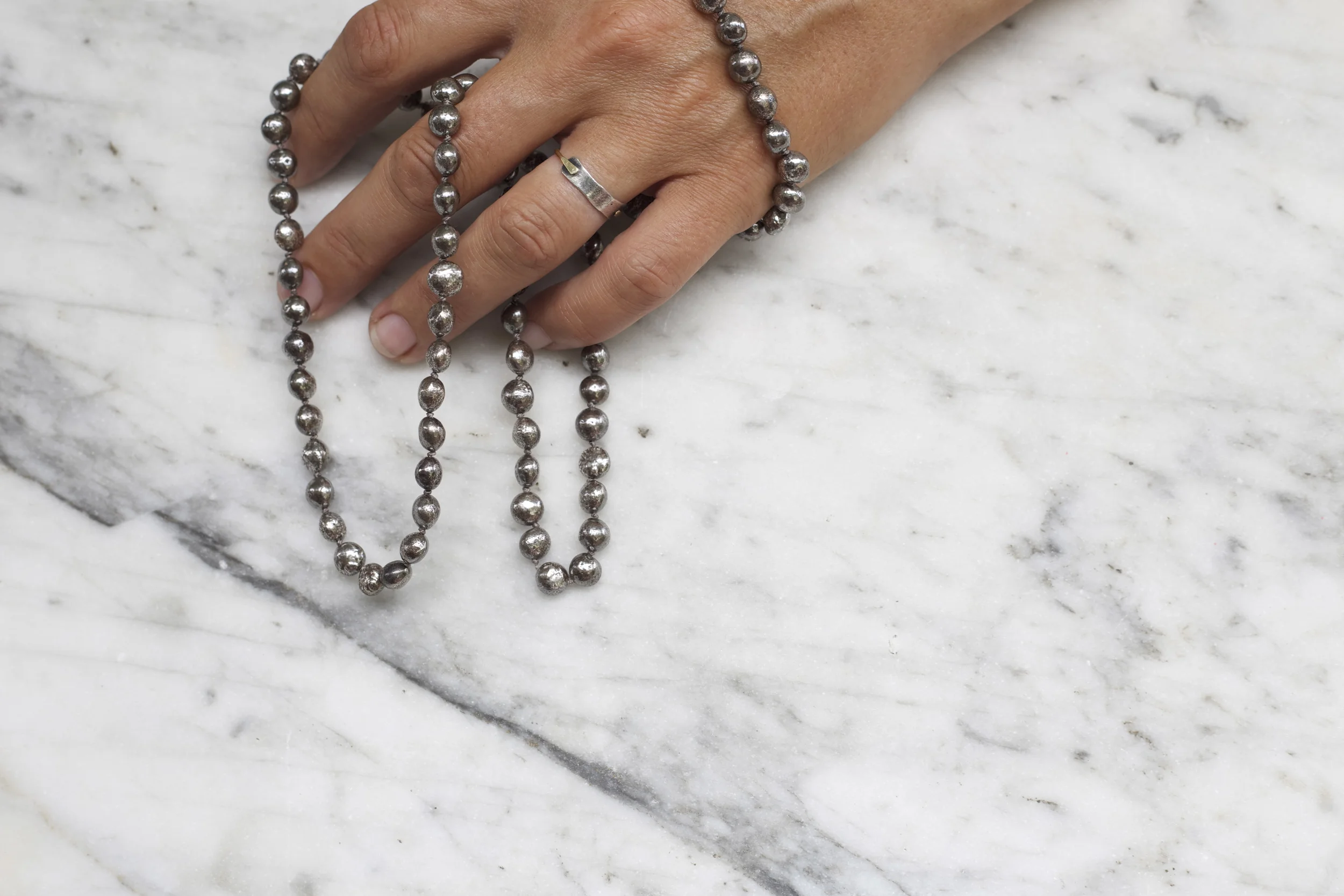 oxidized sterling "pearl" necklace