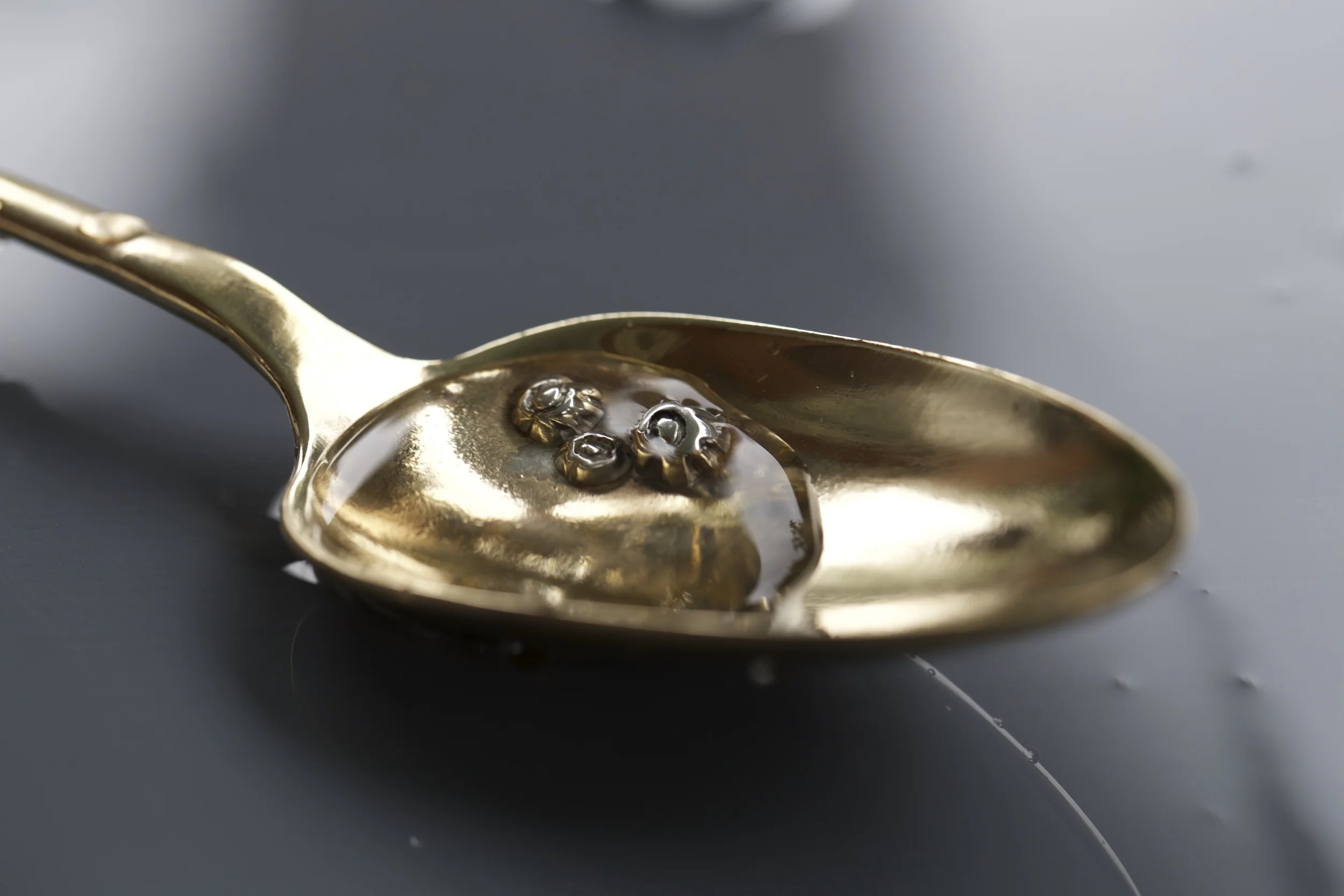 bronze serving spoon with sterling barnacles