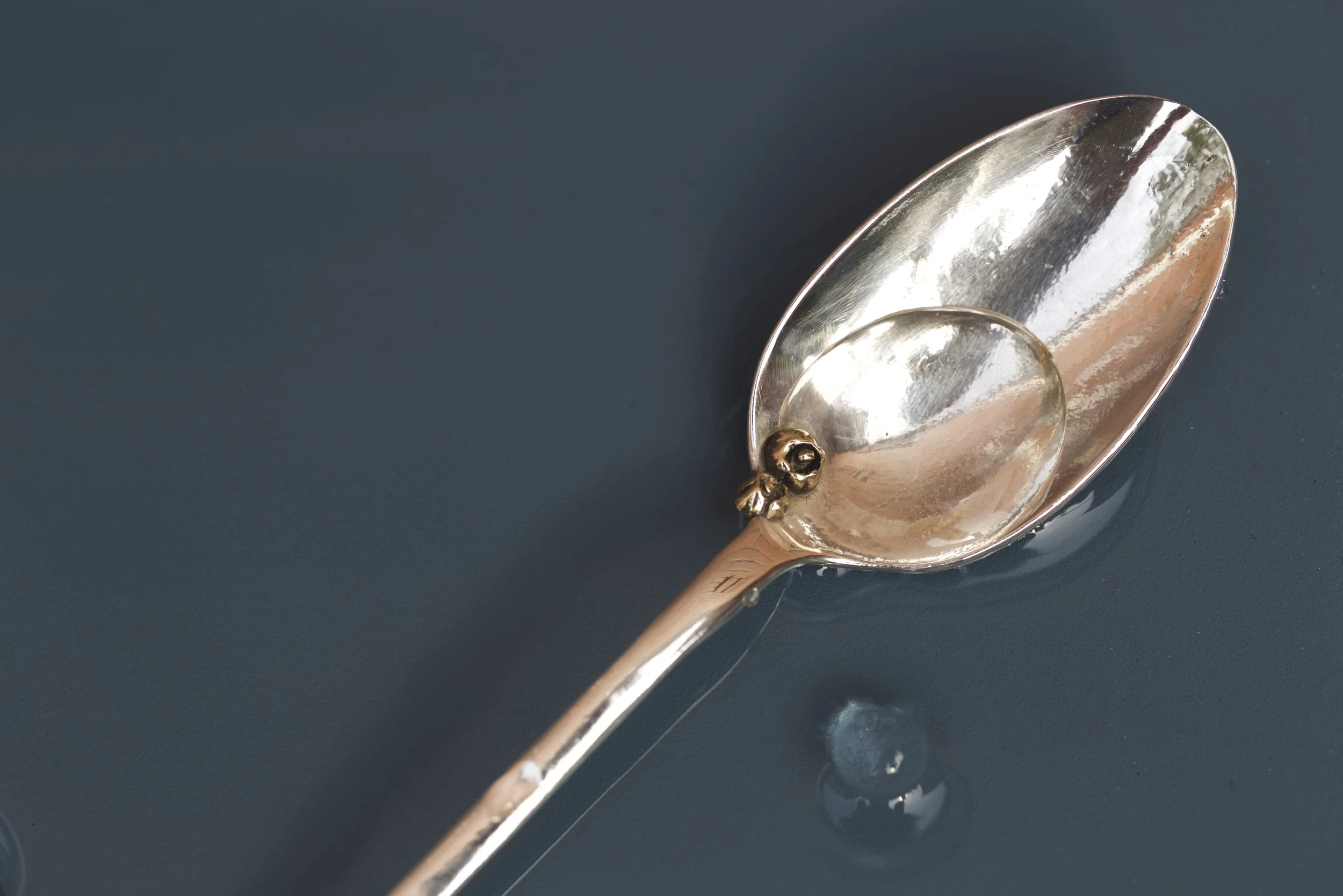 sterling cocktail spoon with bronze barnacles