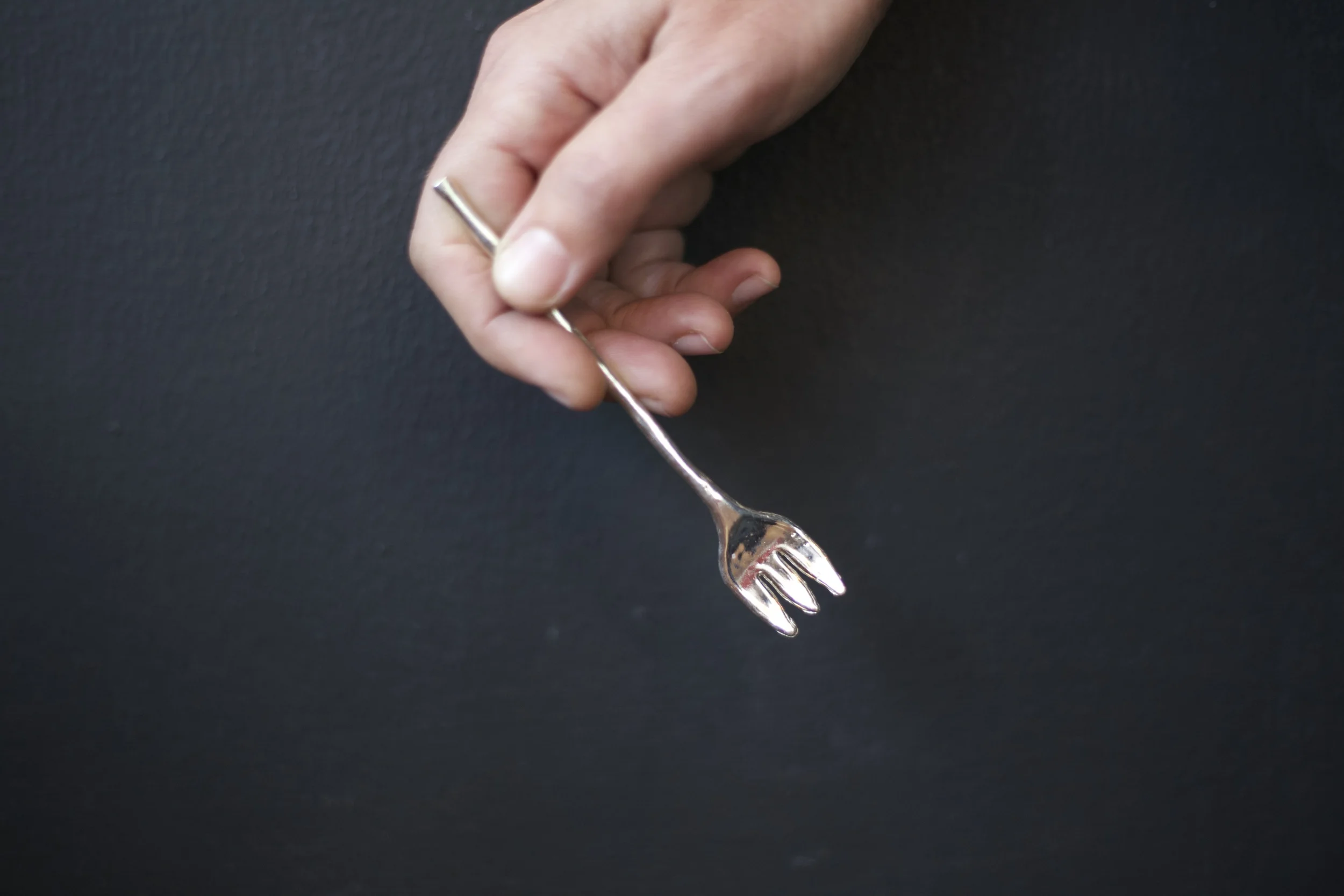 oyster spork, sterling 