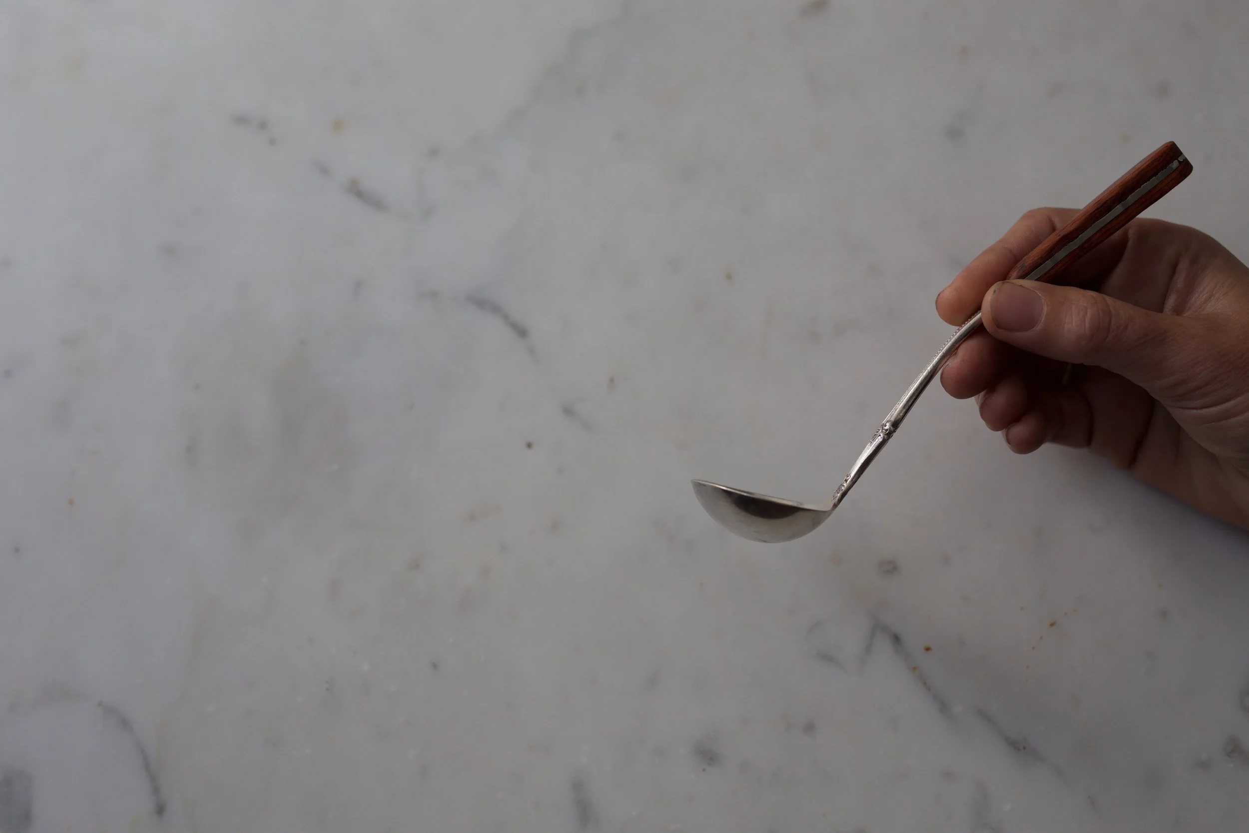 gravy ladle with burmese rosewood