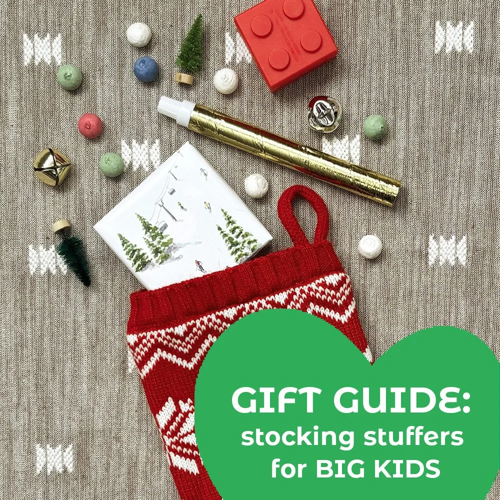 Get heart eyes from your big kids on Christmas morning with this awesome list of age-appropriate clean beauty, art + craft supplies, toys, games, gear and treats that big kids will love. It will all fit and it's all under $35. YAY. ⁠Link in bio for t