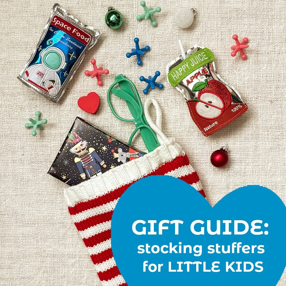 There's nothing more exciting than waking up on Christmas morning to find a big ol' sock filled with tiny magical treasures. Link in bio for a big ol' list of really good ones for littles and everyone else, from babies to adults.⁠
⁠
#giftalittlehappi