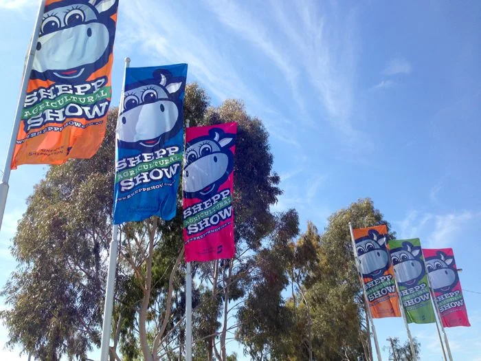Display flags were used to promote the show in the weeks prior.