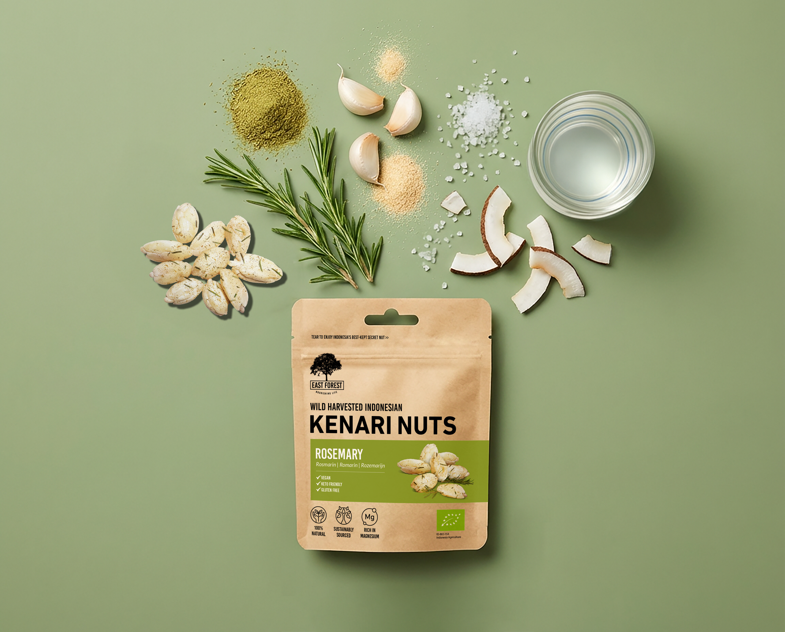 ast Forest Kenari Nuts Rosemary, a savory flavor made with rosemary, garlic, sea salt and coconut oil