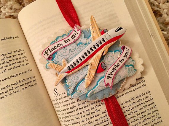 HANDCRAFTED BOOKMARKS, this one with a little wooden plane, lovely gift with a book AU$18.07