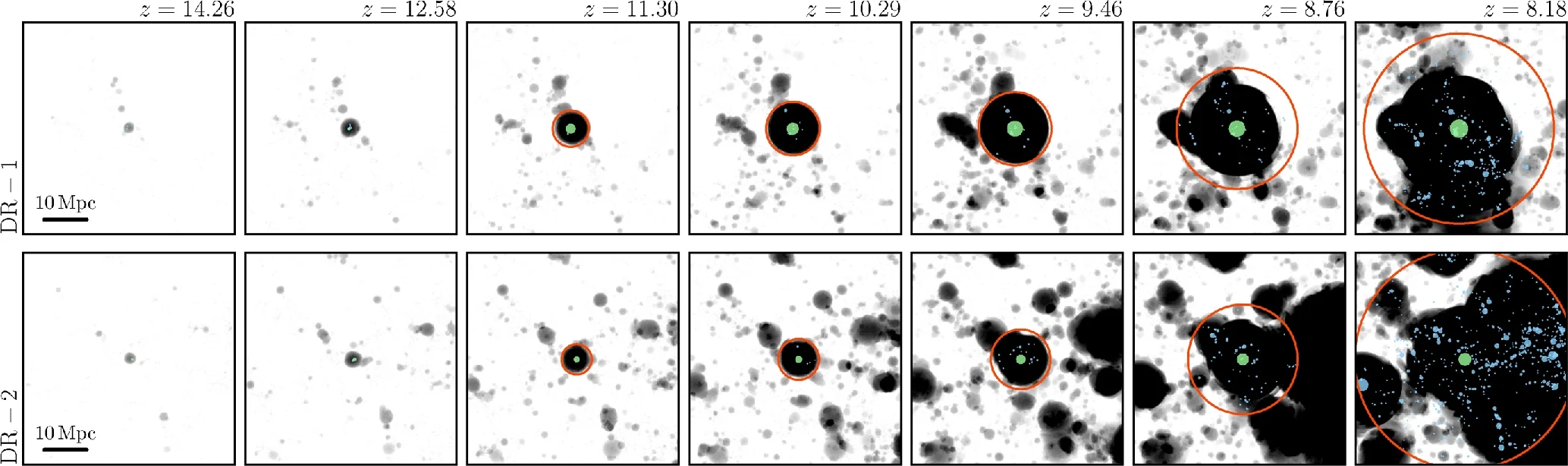 "Dark-ages reionization and galaxy formation simulation XII: Bubbles at dawn" - Geil et al. (2017)