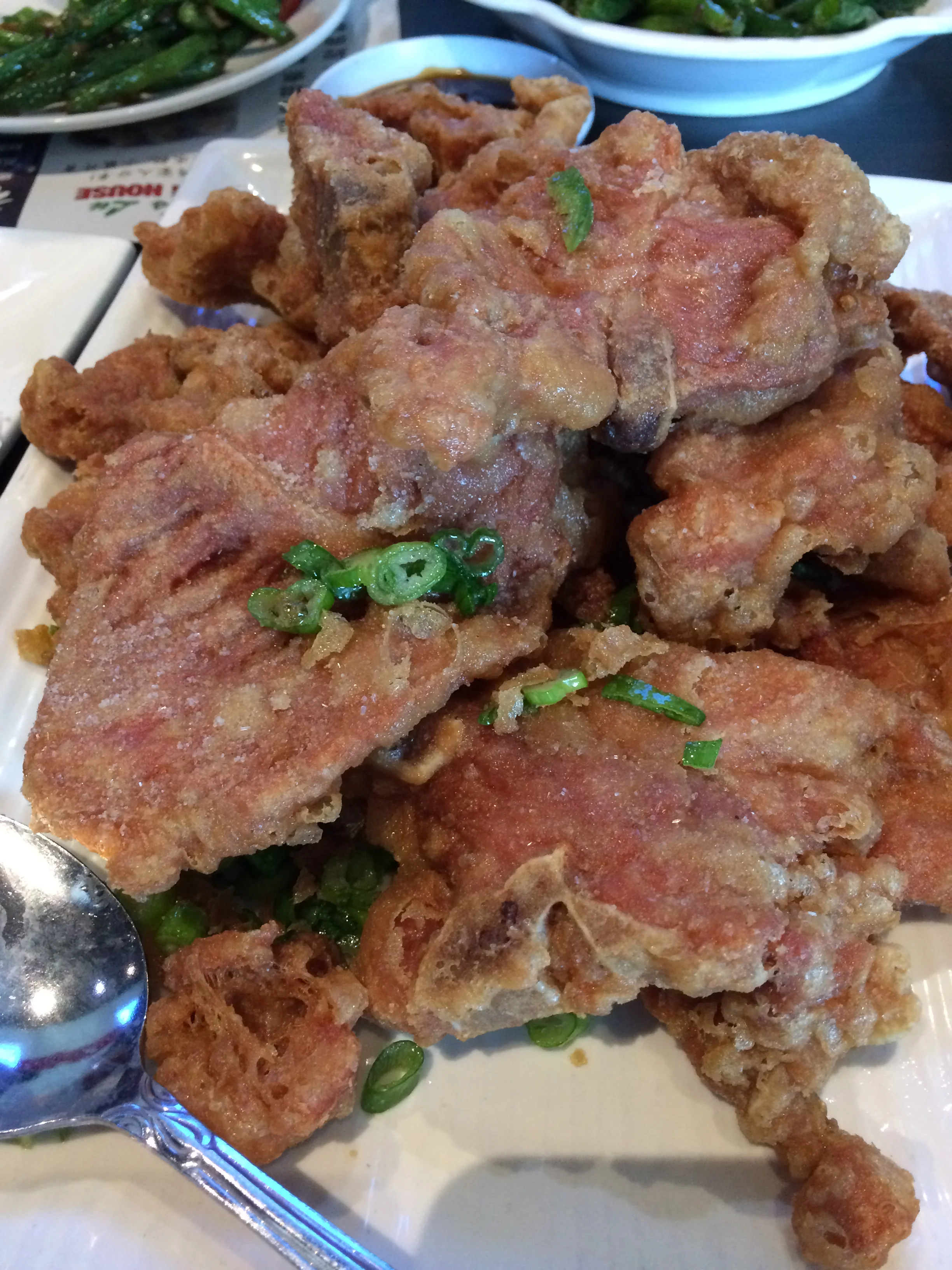 Salt and pepper pork chops. This plate was especially huge.
