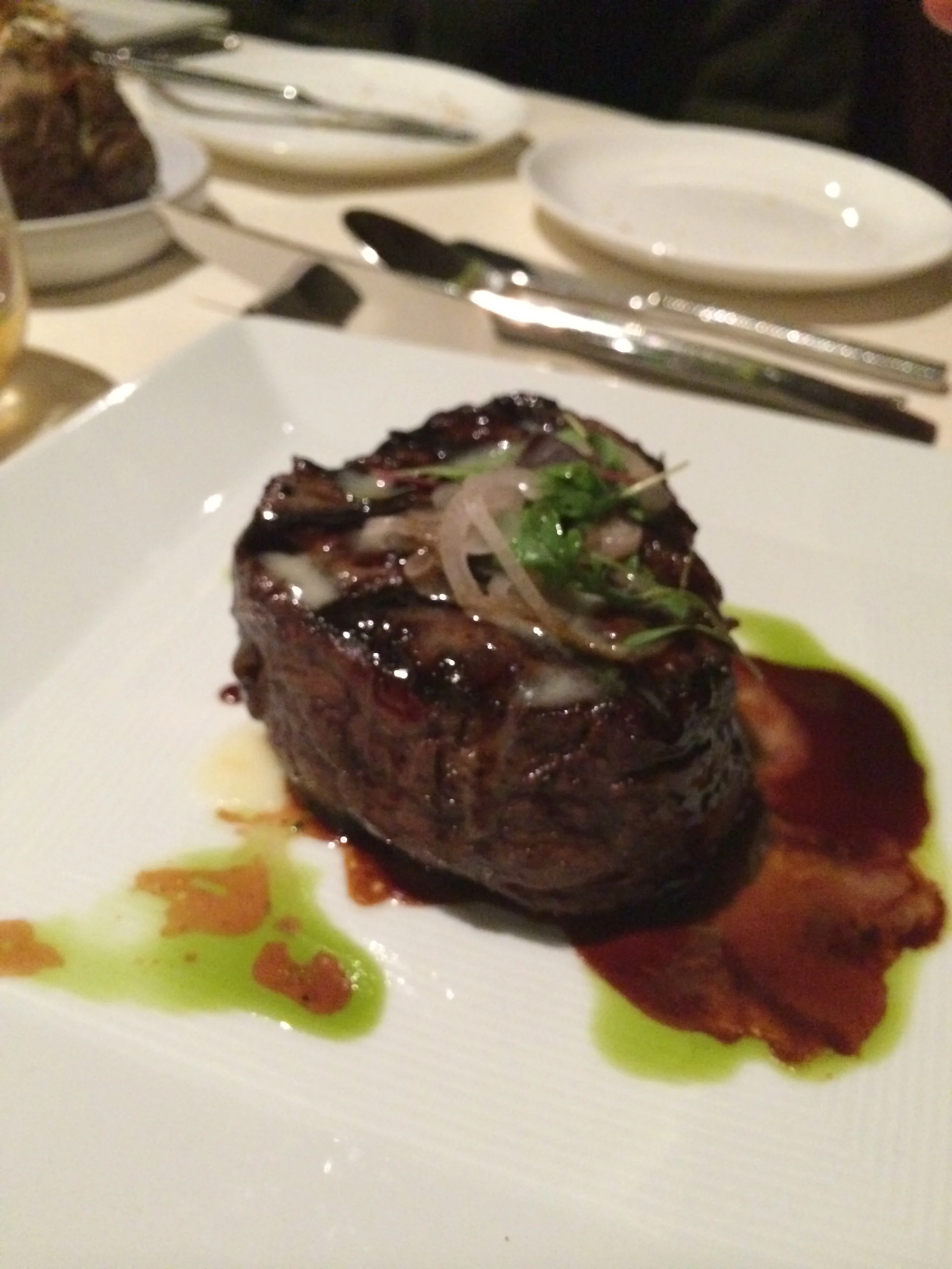 A shot of Vicky's filet mignon. A beautiful piece of meat. 