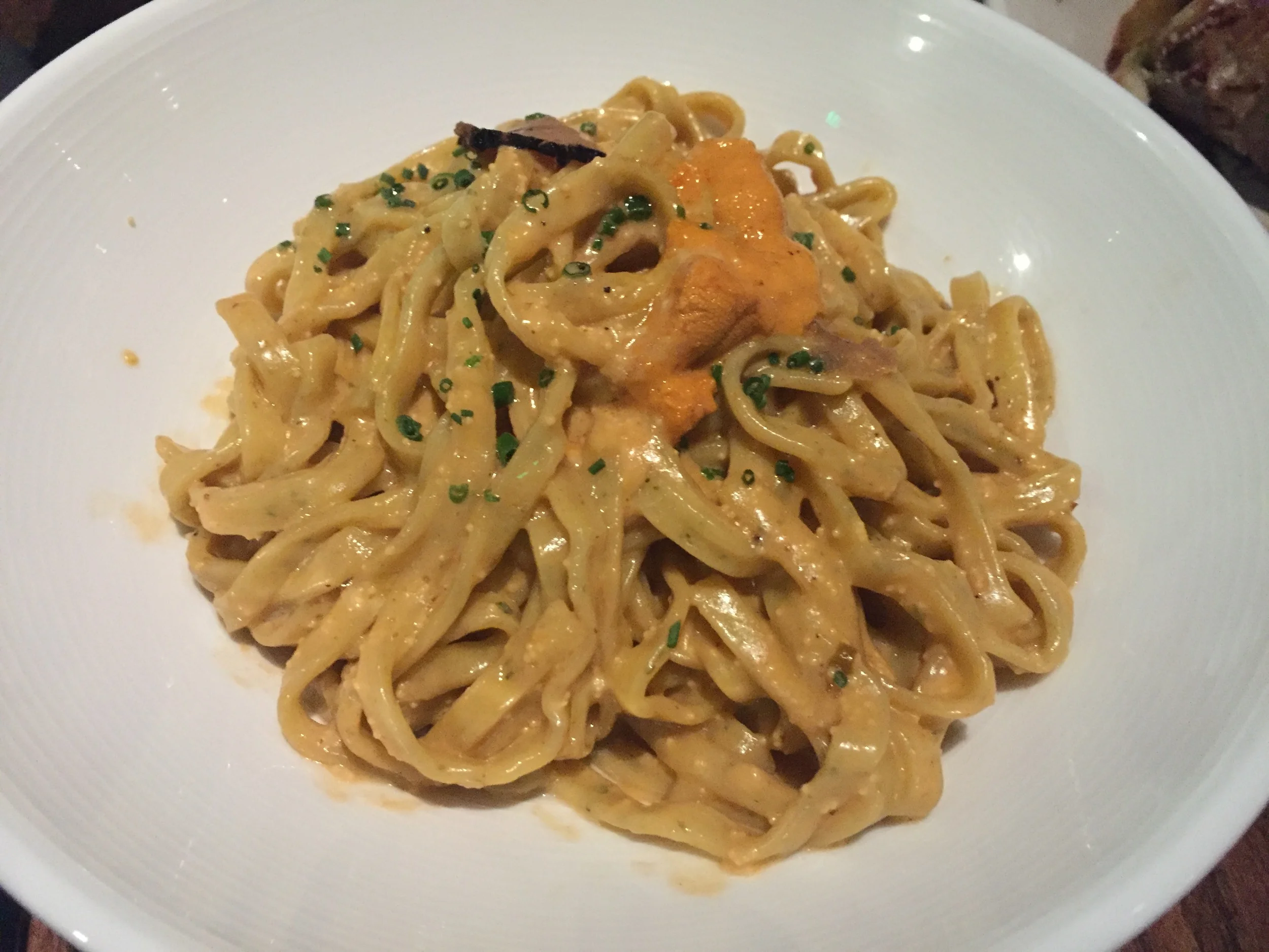 Truffle uni pasta with hand cut noodles