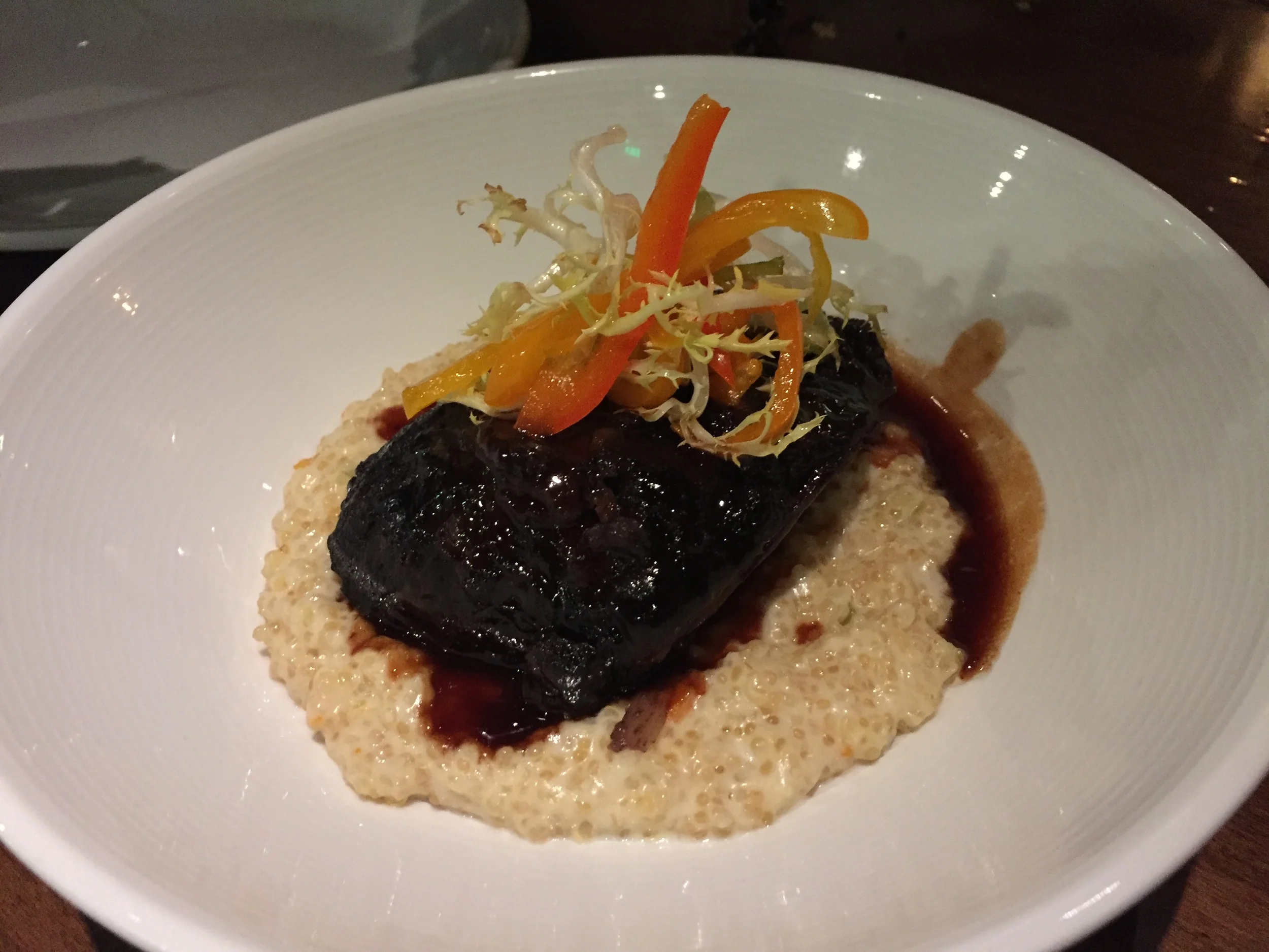 Braised Beef Cheeks with mushroom quinoa