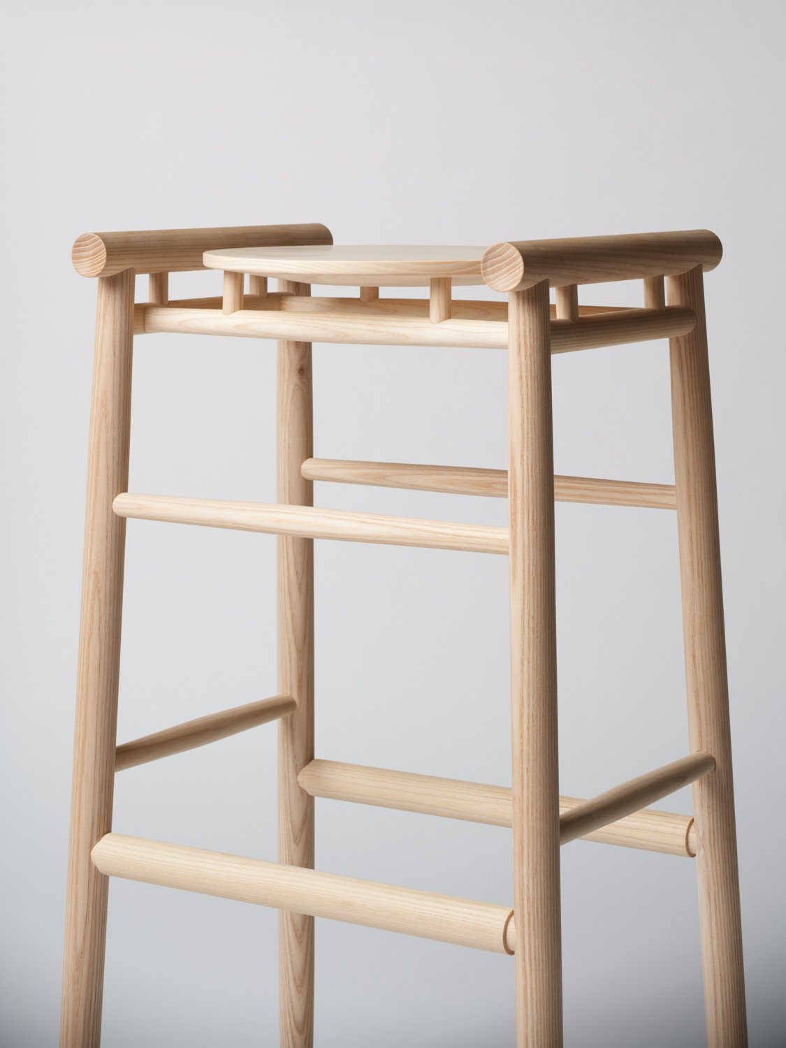 mon stool - white ash wood with glass coating finish (middle)