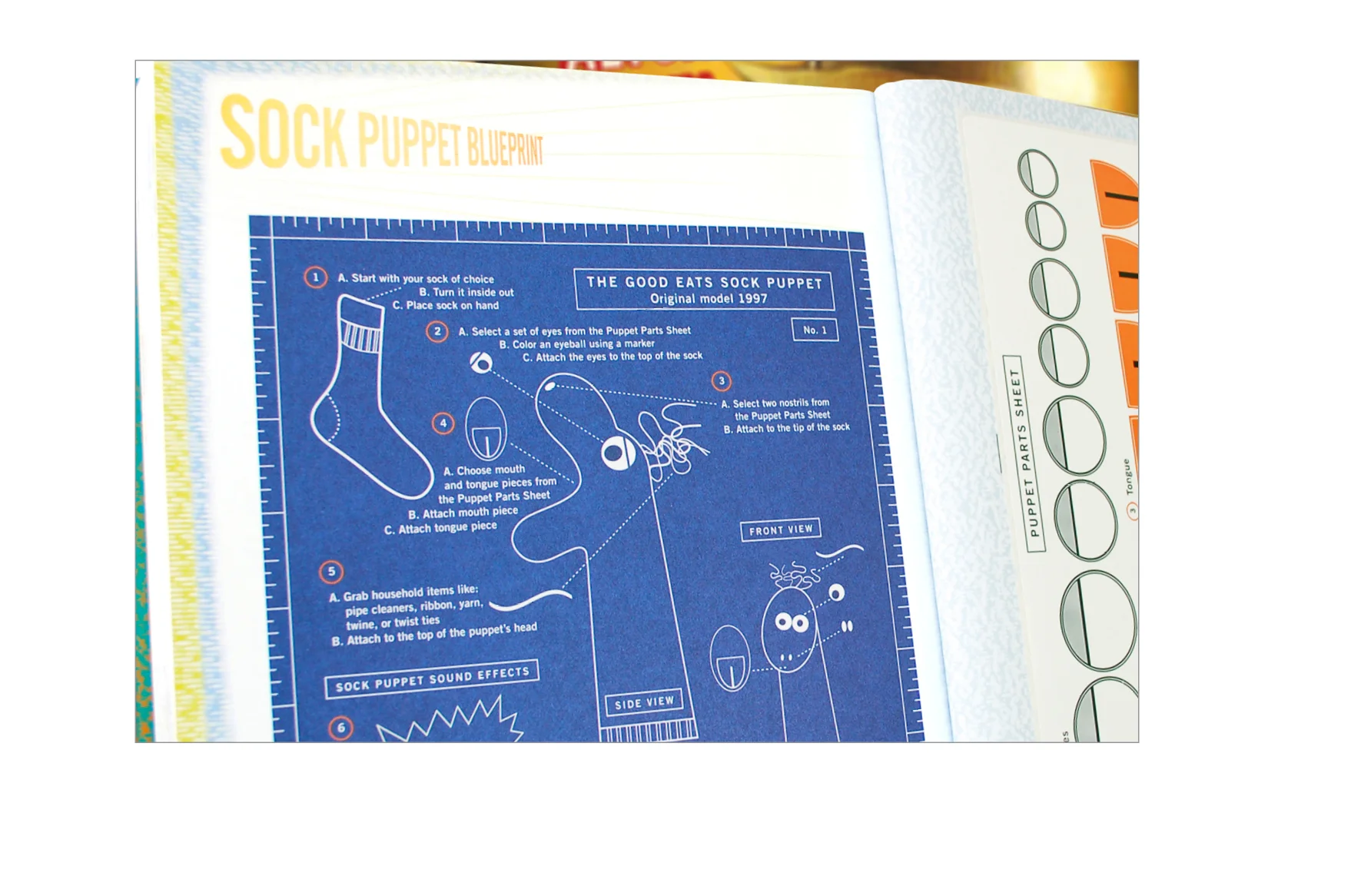 Good Eats 3 sock puppet - The special feature for this volume was directions and a set of appliqué stickers to create your own version of Alton's beloved sock puppets