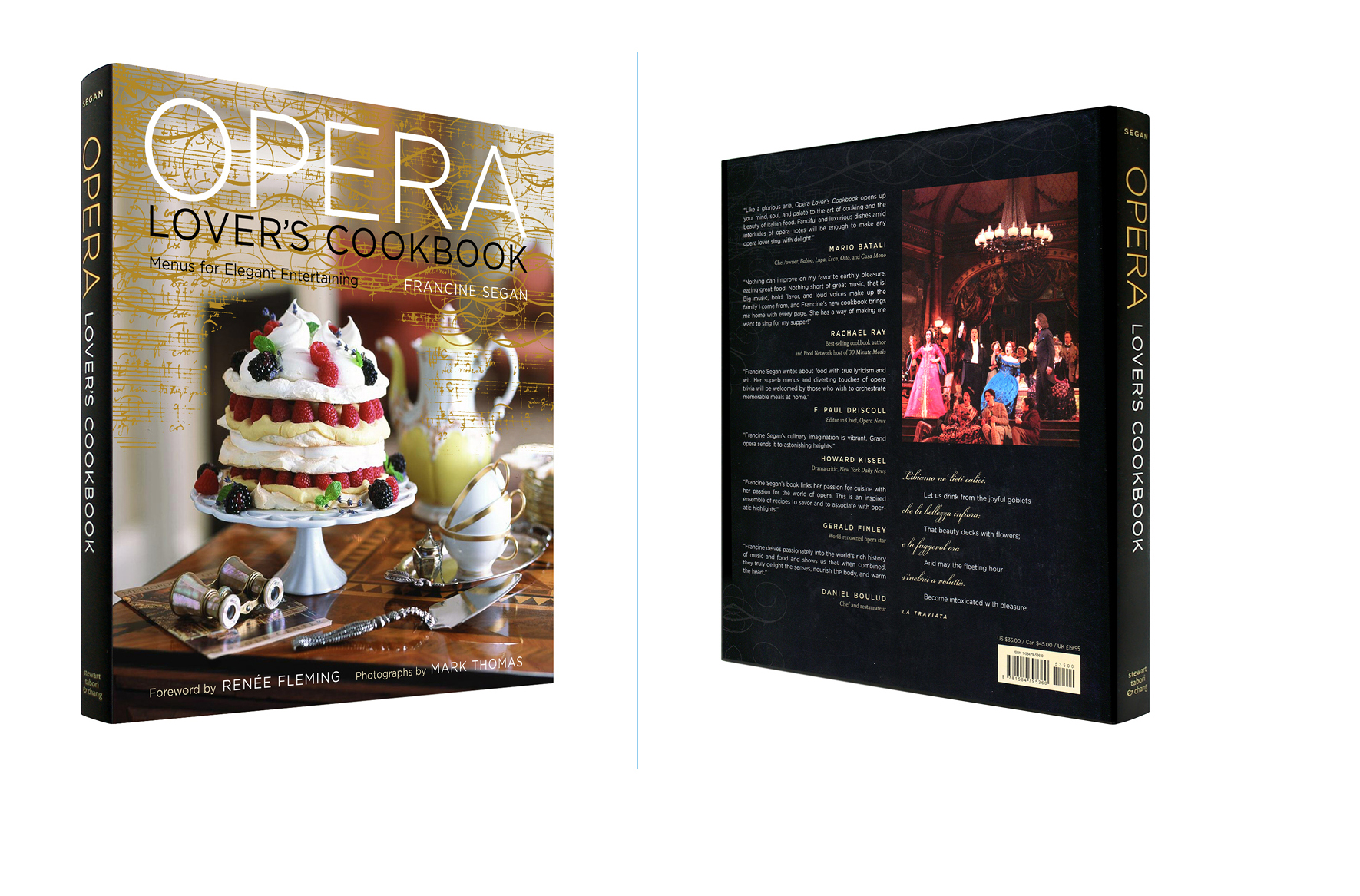   Opera Lover's Cookbook -  9 X 10 in., 224 pg., hardcover with metallic gold ink. Design; Galen Smith, LeAnna Weller Smith // Publisher; Stewart, Tabori &amp; Chang     