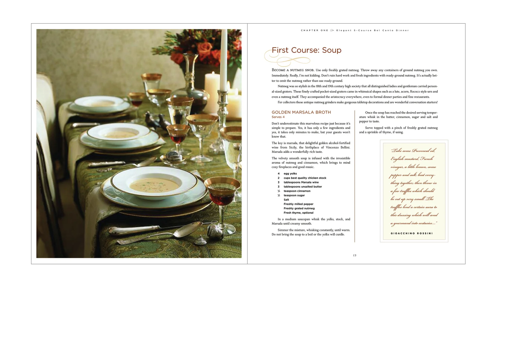 Recipe spread - Formal photo, recipe and composer quote