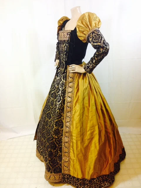 Gold & Black Brocade dress and Enhanced Marlowe  Pendragon Costumes