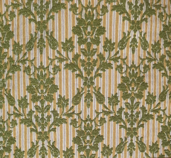 Green - Damask - Yellow Stripe