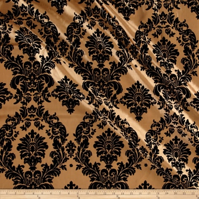 Gold Flocked Damask Taffeta